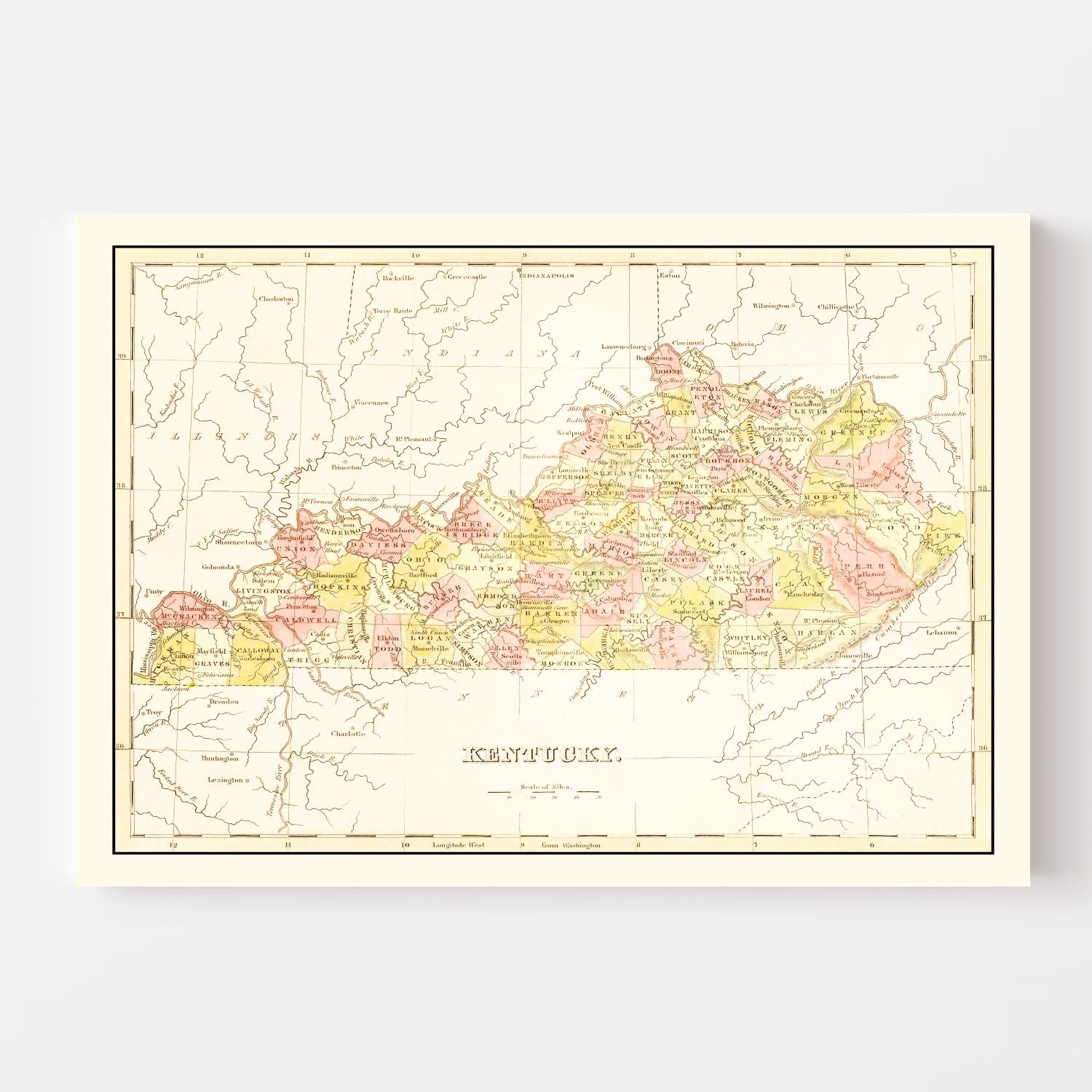 Vintage Map of Kentucky 1835