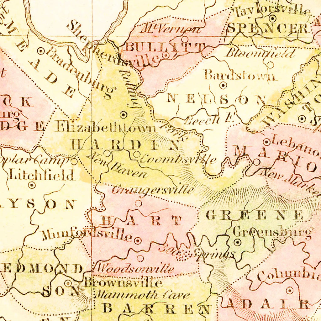 Vintage Map of Kentucky 1835