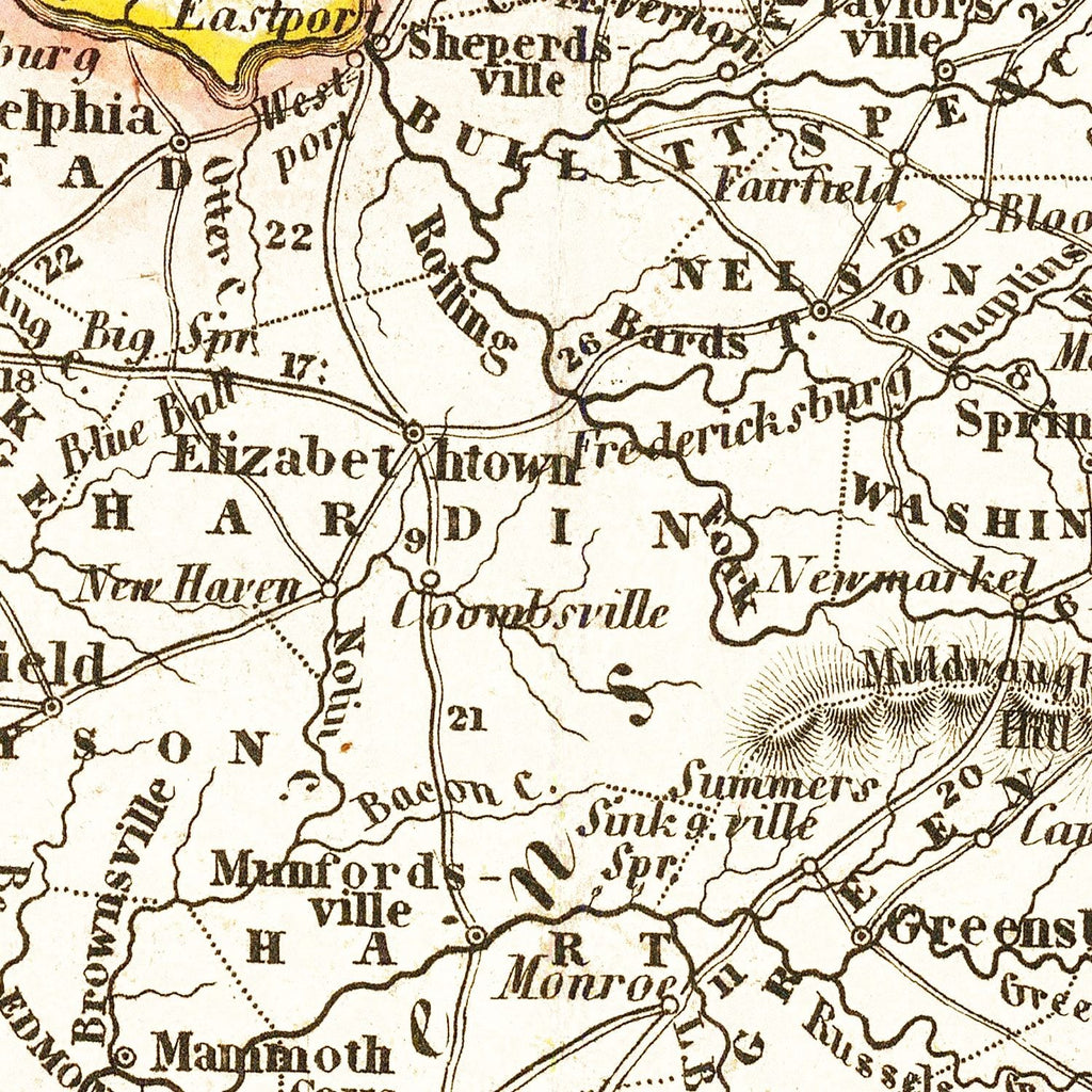 Vintage Map of Kentucky 1845