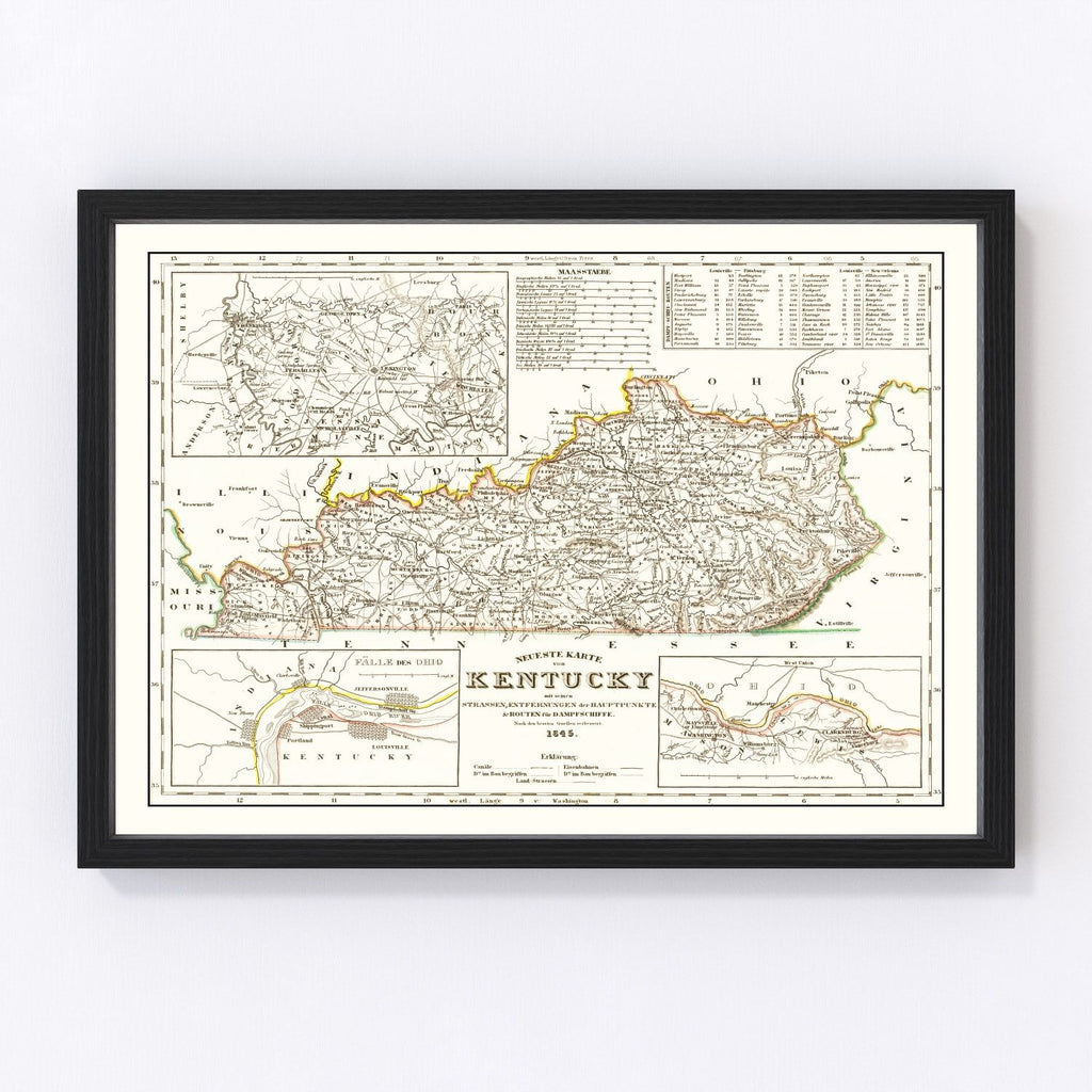 Vintage Map of Kentucky 1845