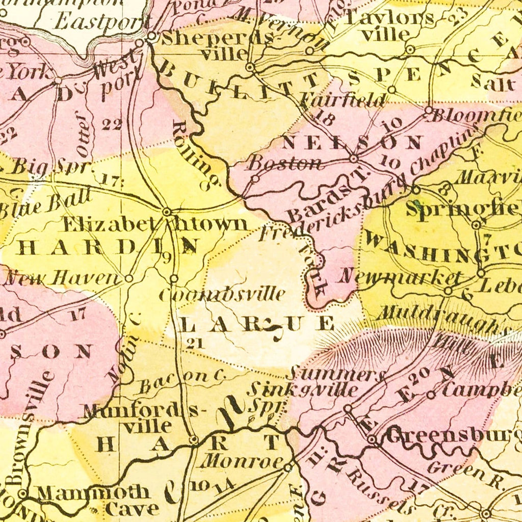 Vintage Map of Kentucky 1847