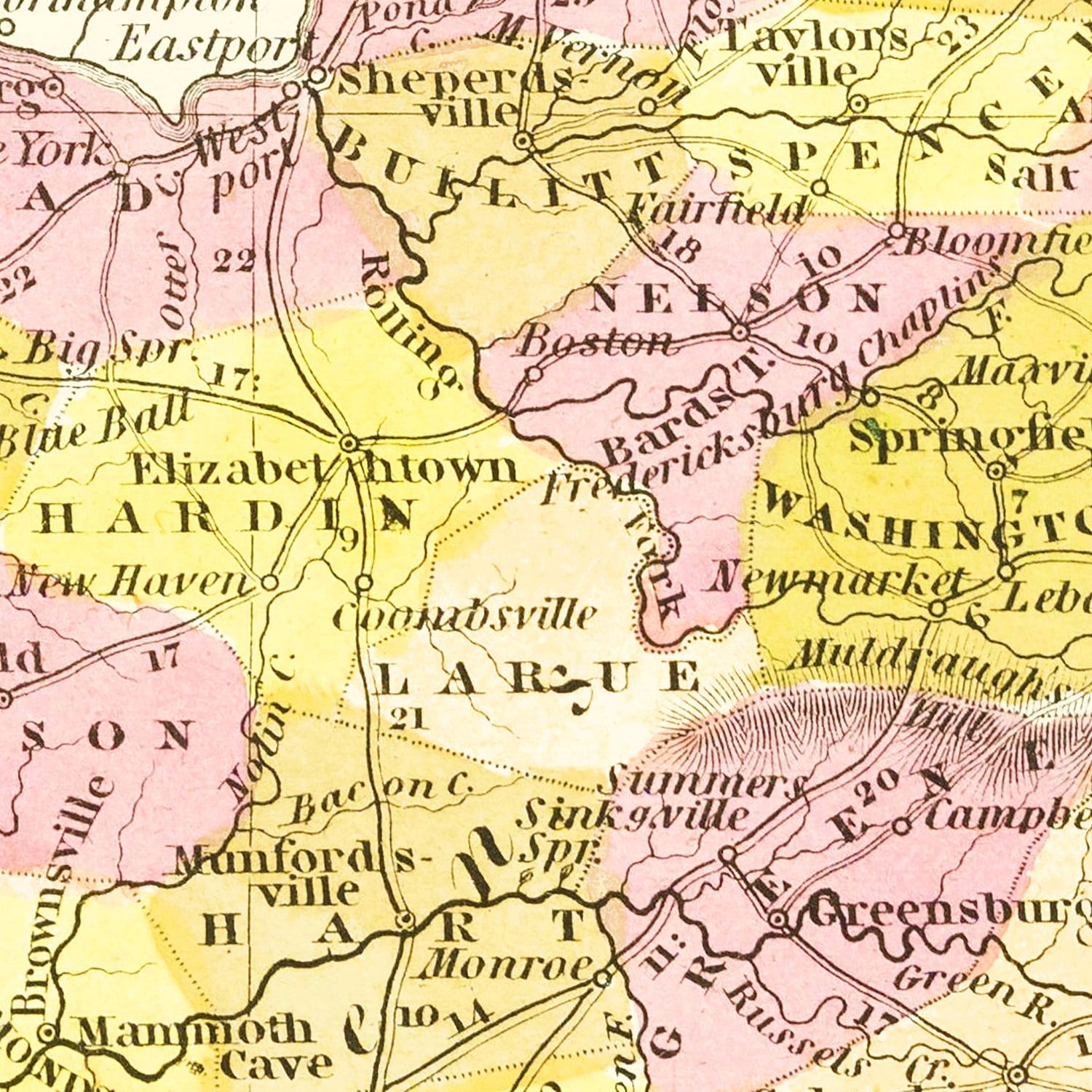 Vintage Map of Kentucky 1847