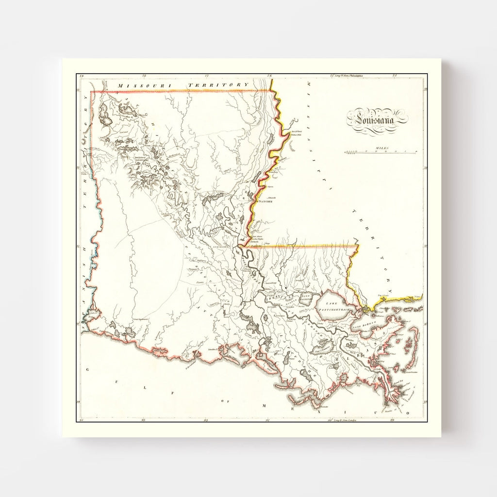 Vintage Map of Louisiana 1814