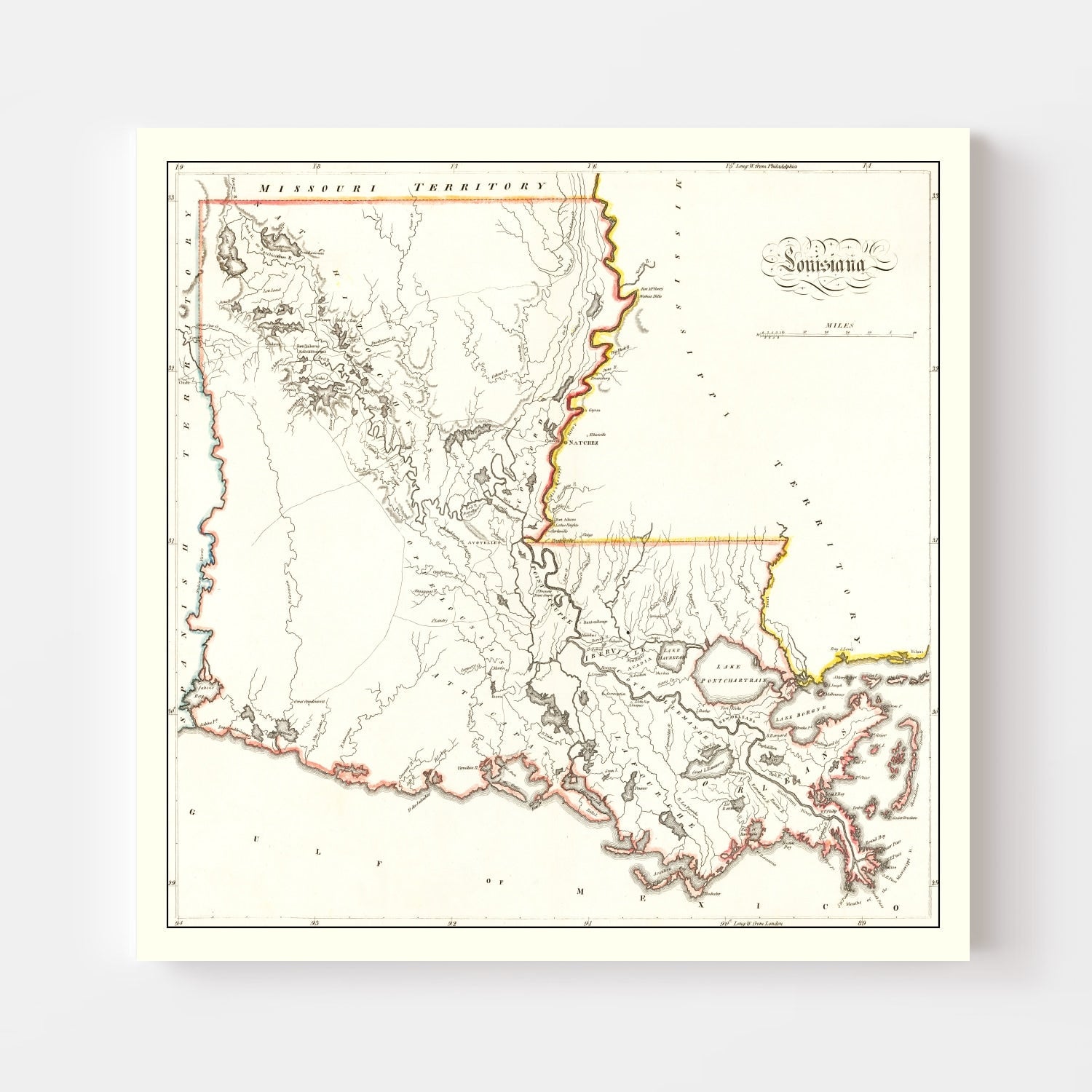 Vintage Map of Louisiana 1814