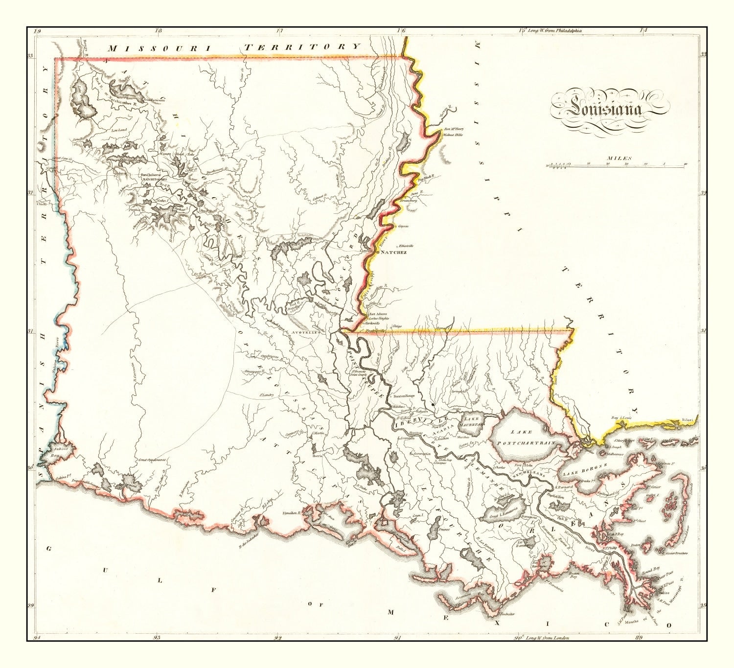 Vintage Map of Louisiana 1814
