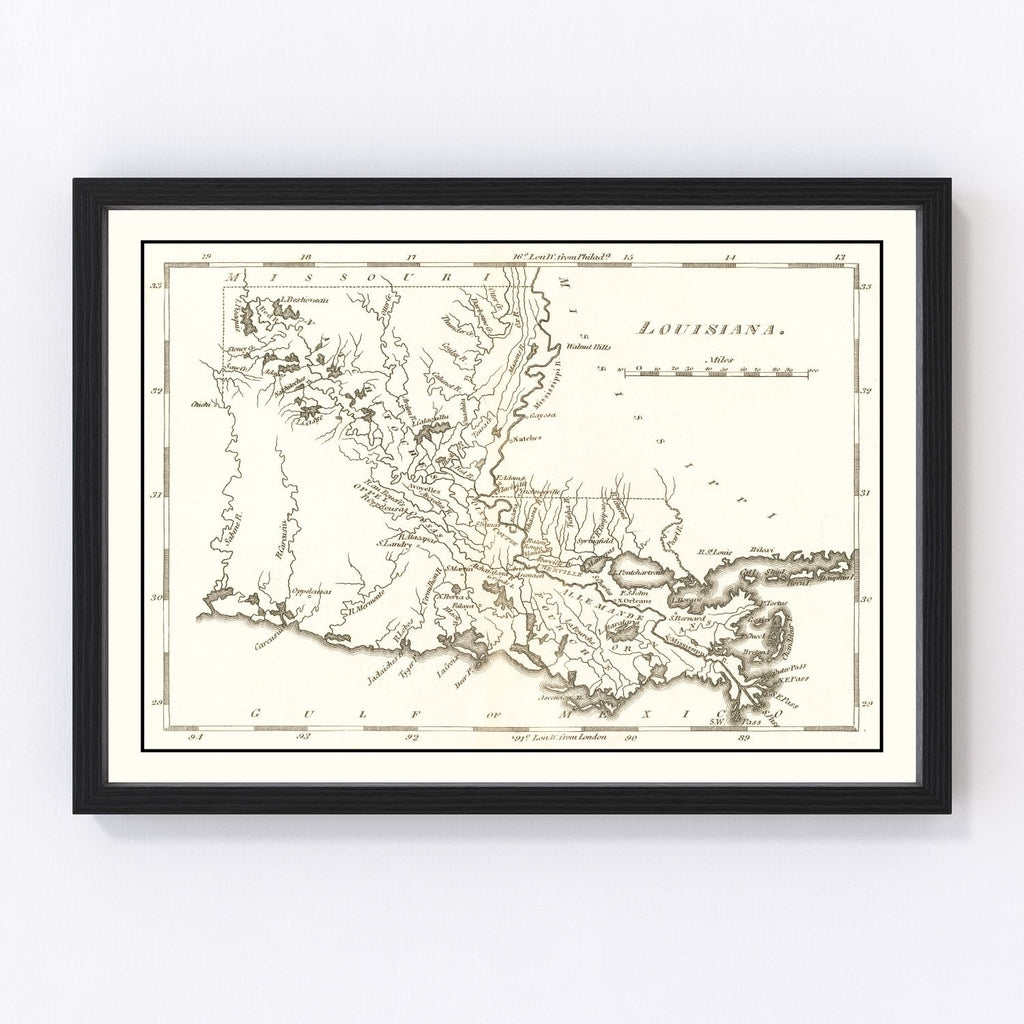 Vintage Map of Louisiana 1814