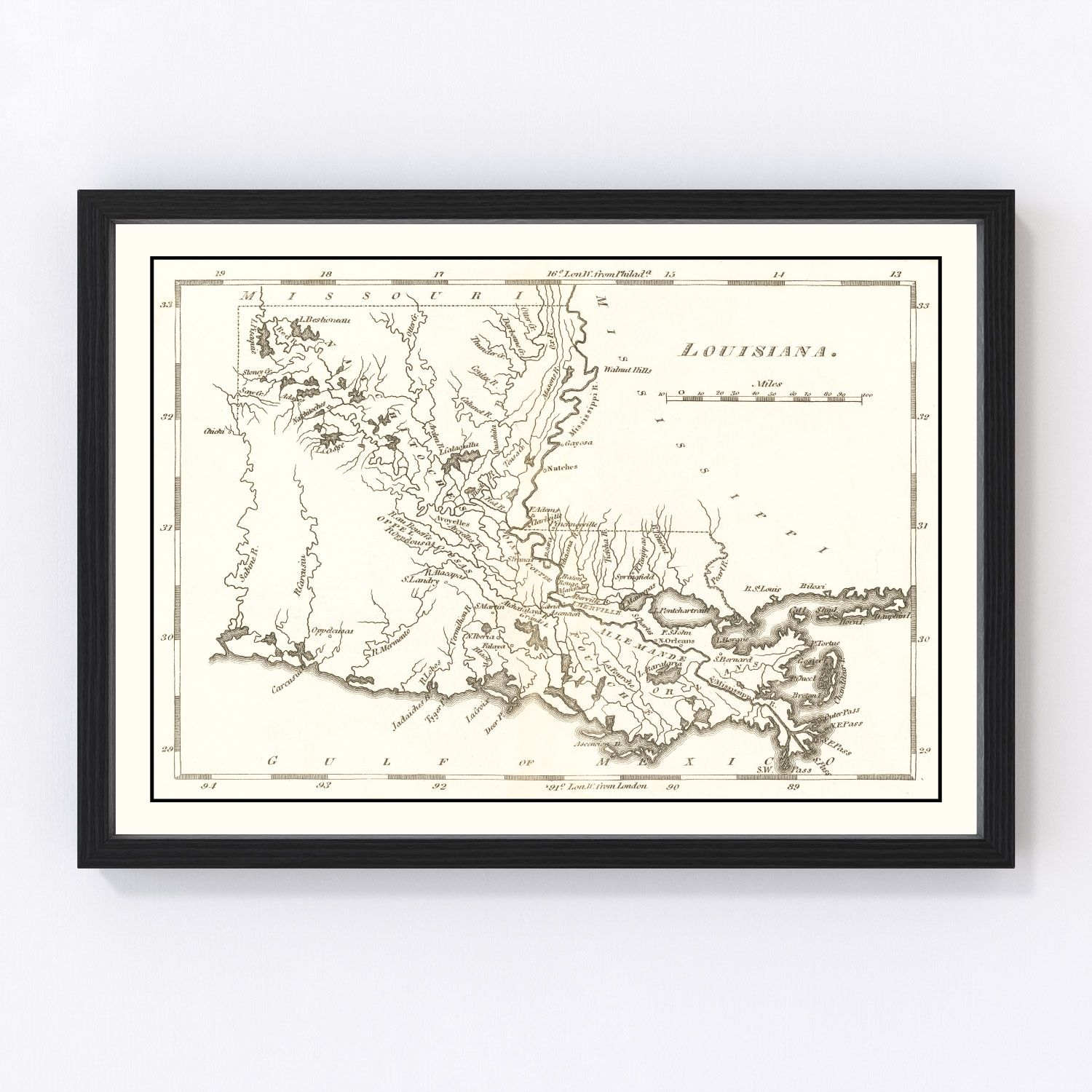 Vintage Map of Louisiana 1814
