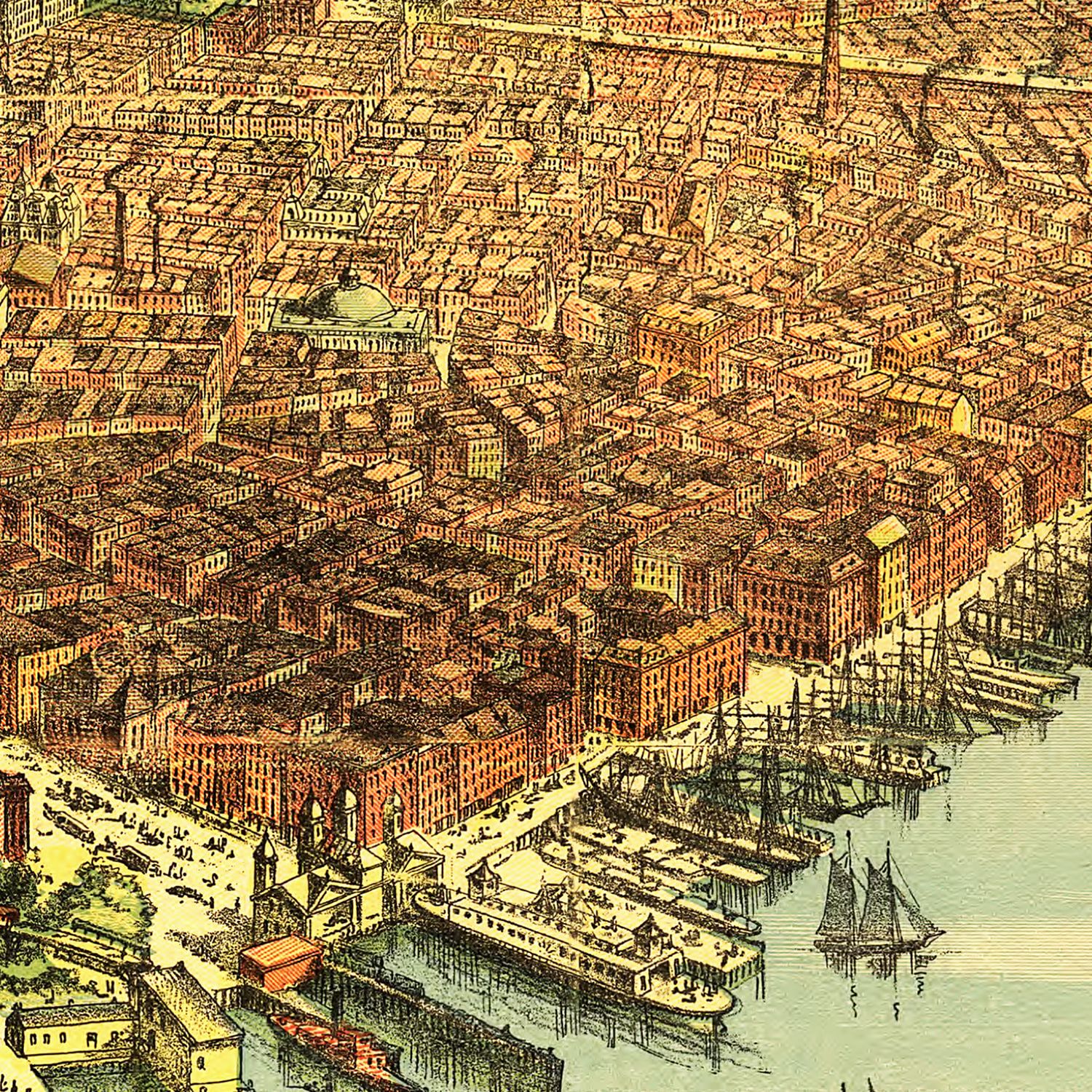 Vintage Map of New York City, New York 1879