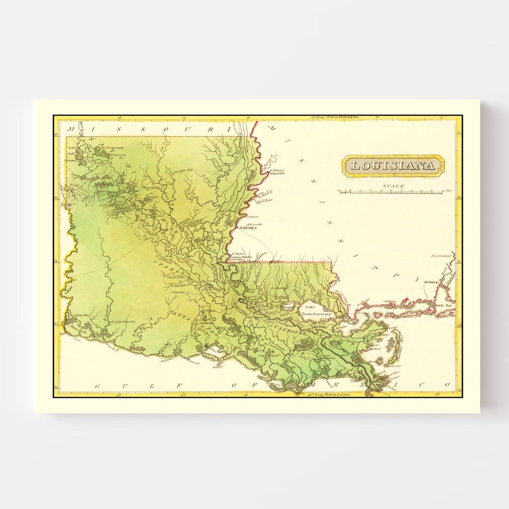 Vintage Map of Louisiana 1816