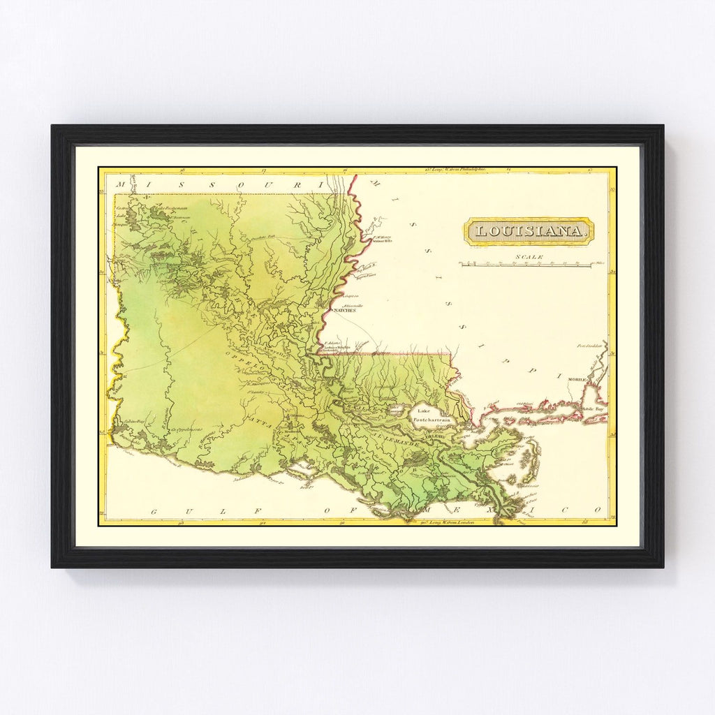 Vintage Map of Louisiana 1816