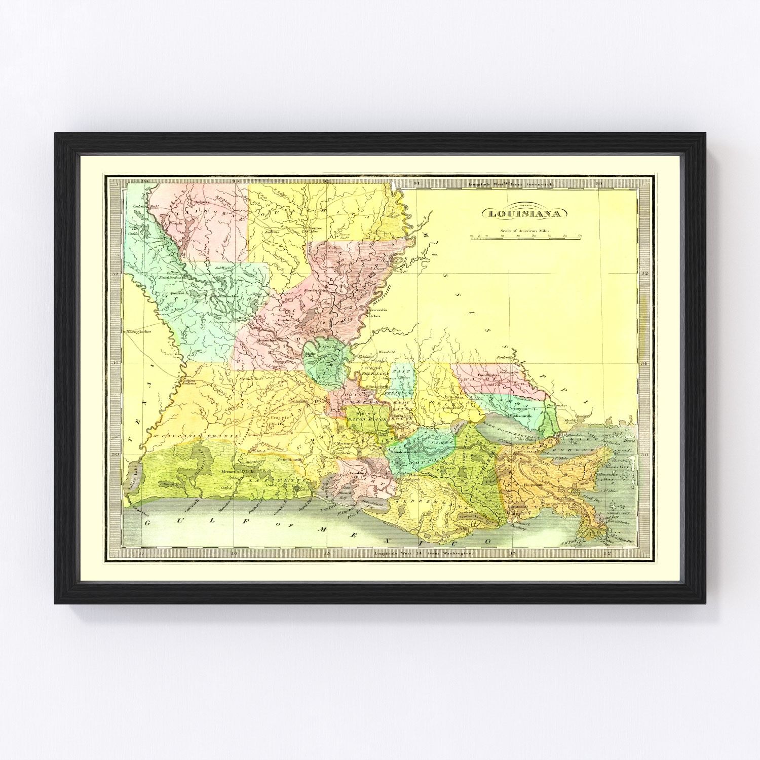 Vintage Map of Louisiana 1836