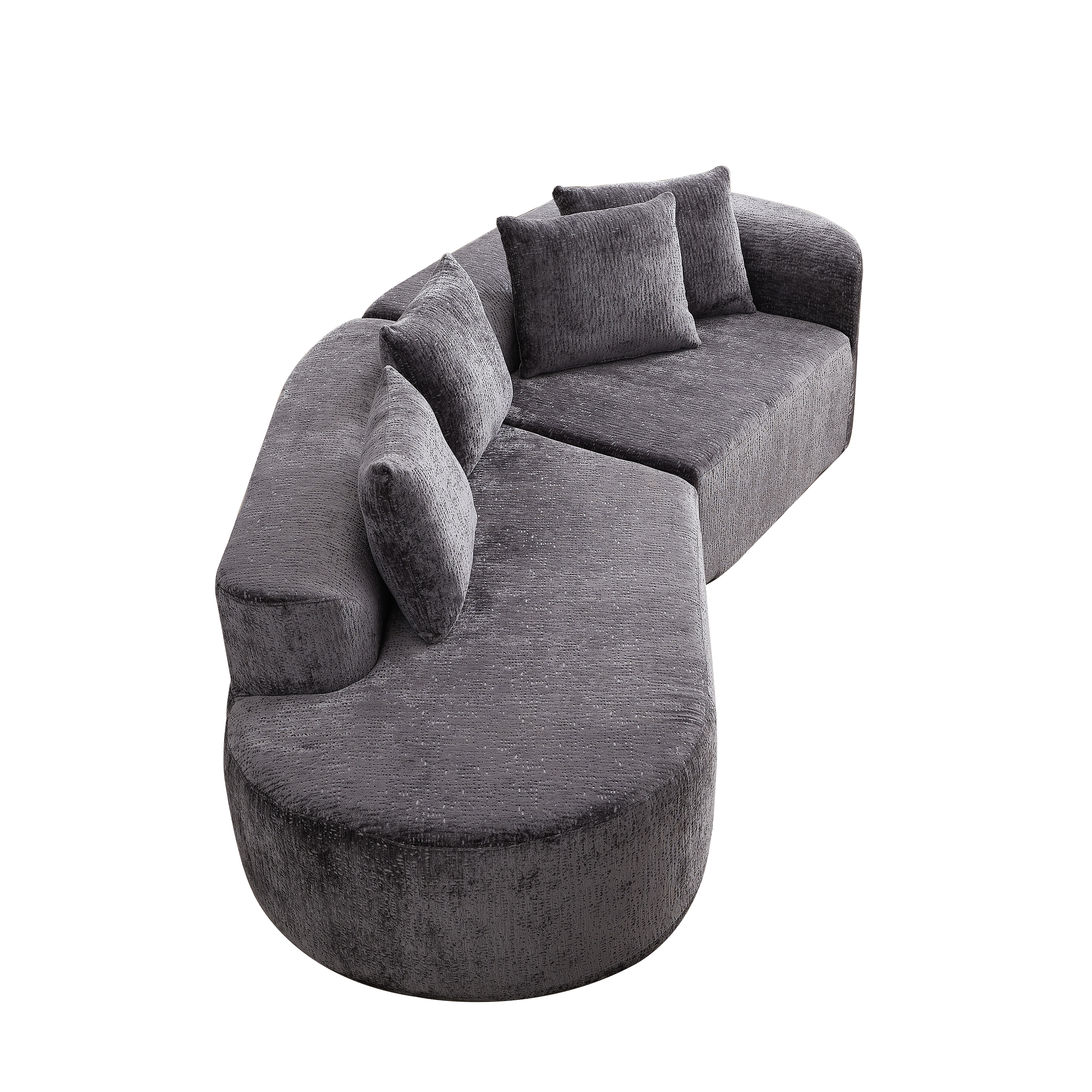 Modern Upholstered Oversized Sectional Sofa, 114-Inch Chenille 4-Seater Extra Deep & Wide Seat Curved Cloud Couch with 4 Throw Pillows, Free Combination Sofa Couch for Living Room,Bedroom