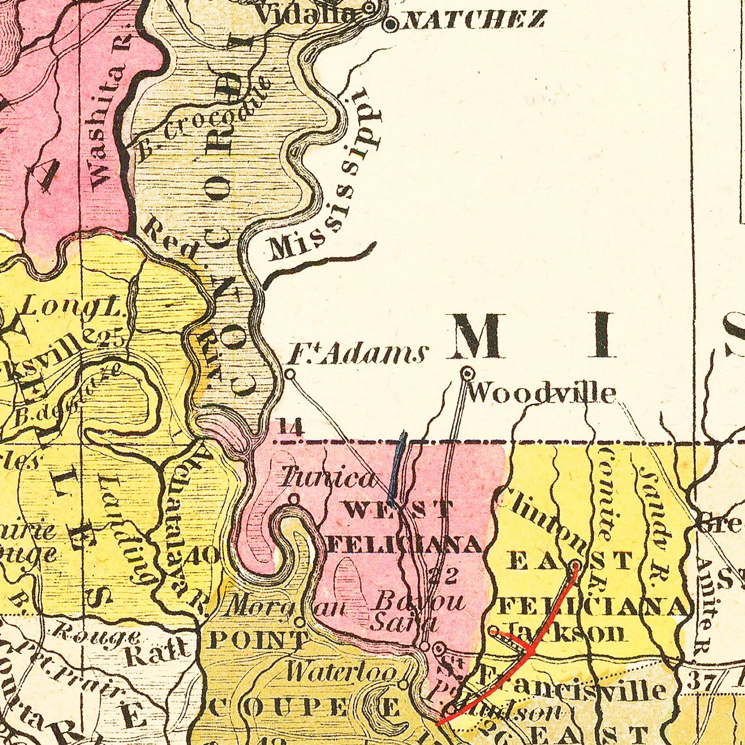 Vintage Map of Louisiana 1847