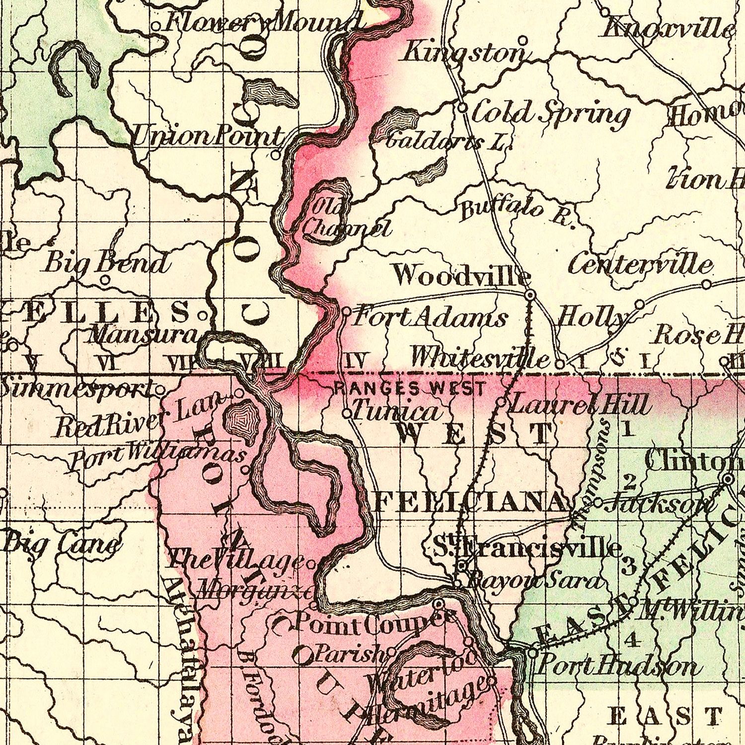 Vintage Map of Louisiana 1871
