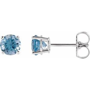 14K White 5 mm Natural Aquamarine Earrings