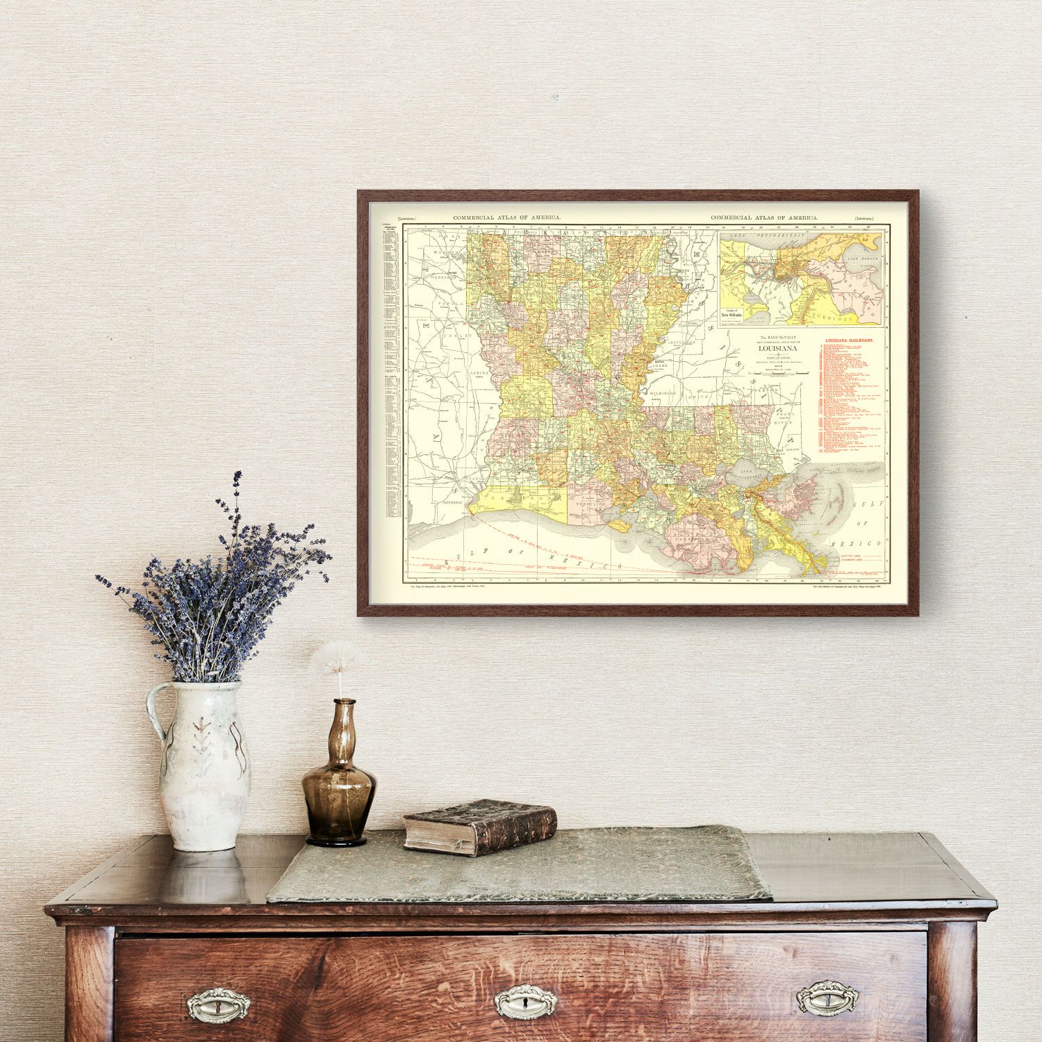 Vintage Map of Louisiana 1917