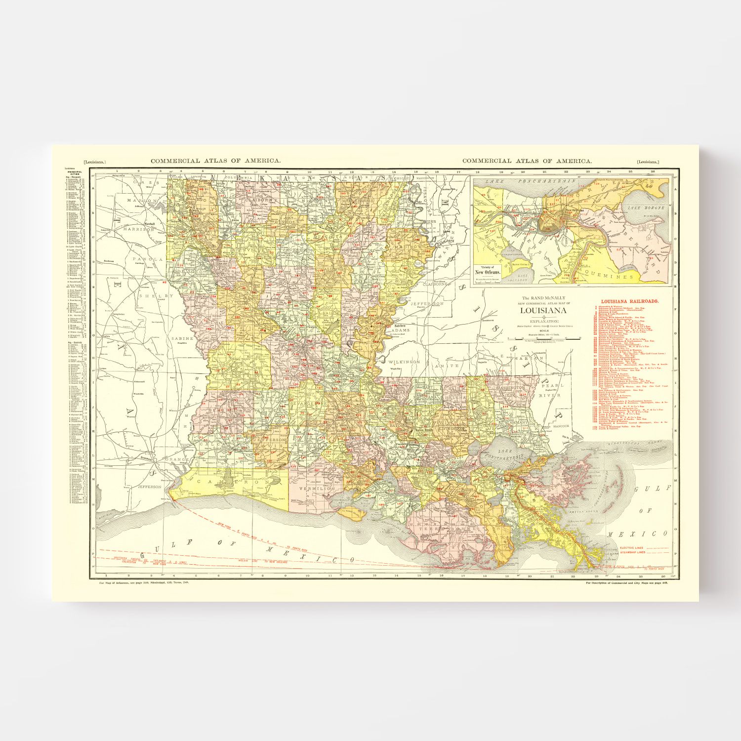 Vintage Map of Louisiana 1917