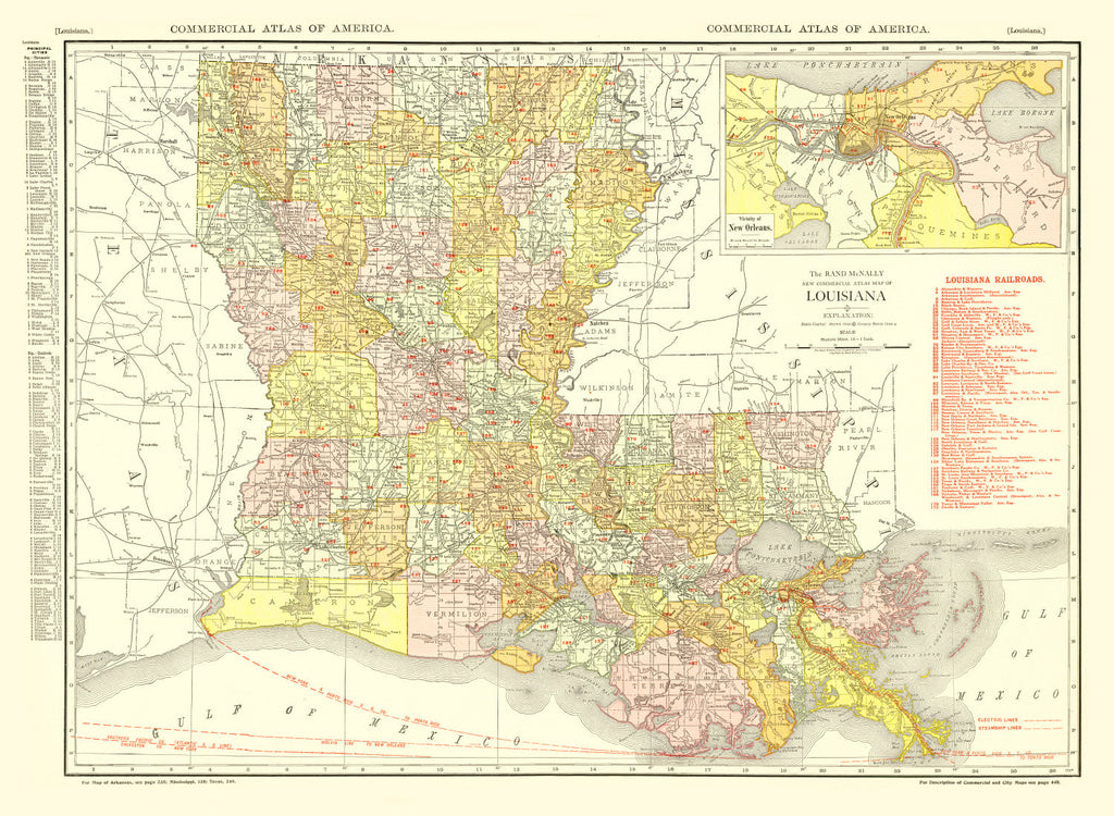 Vintage Map of Louisiana 1917