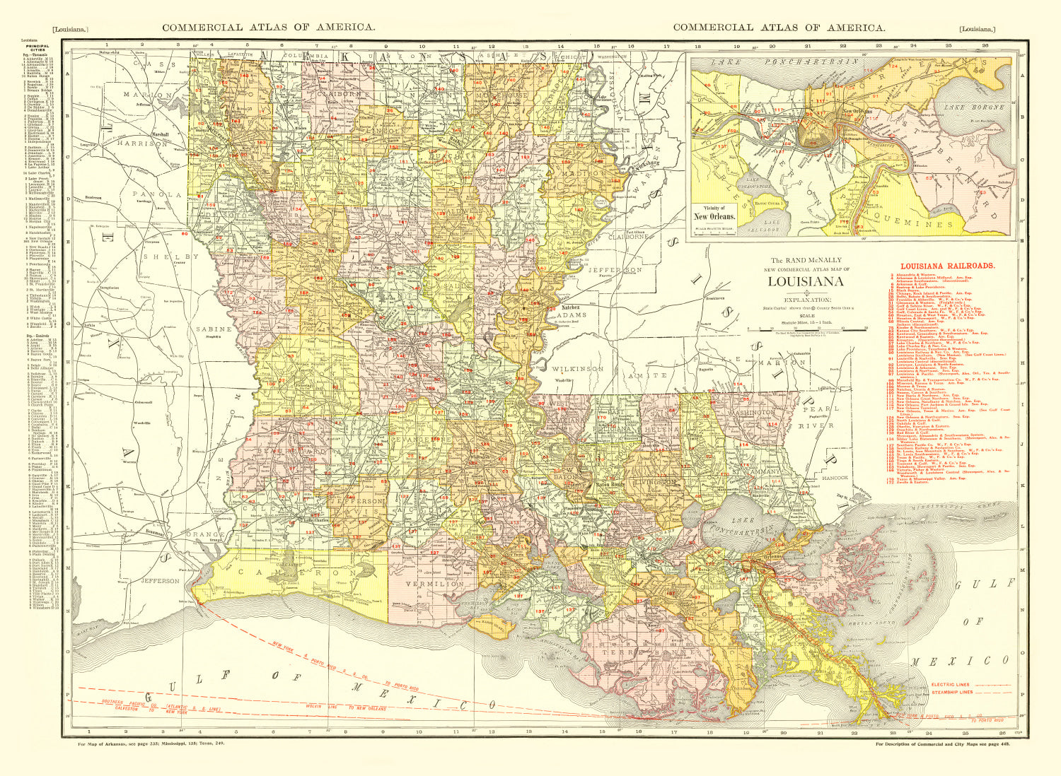 Vintage Map of Louisiana 1917
