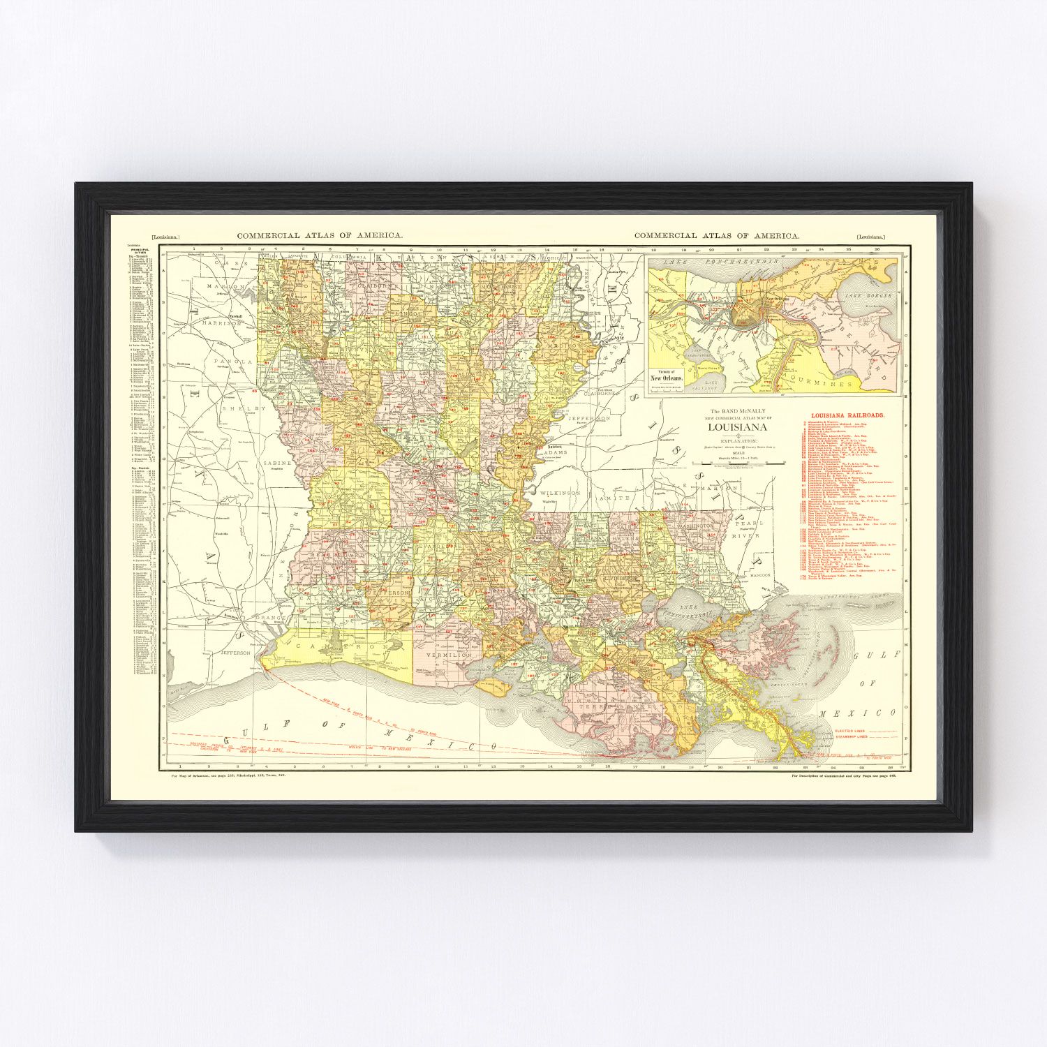 Vintage Map of Louisiana 1917
