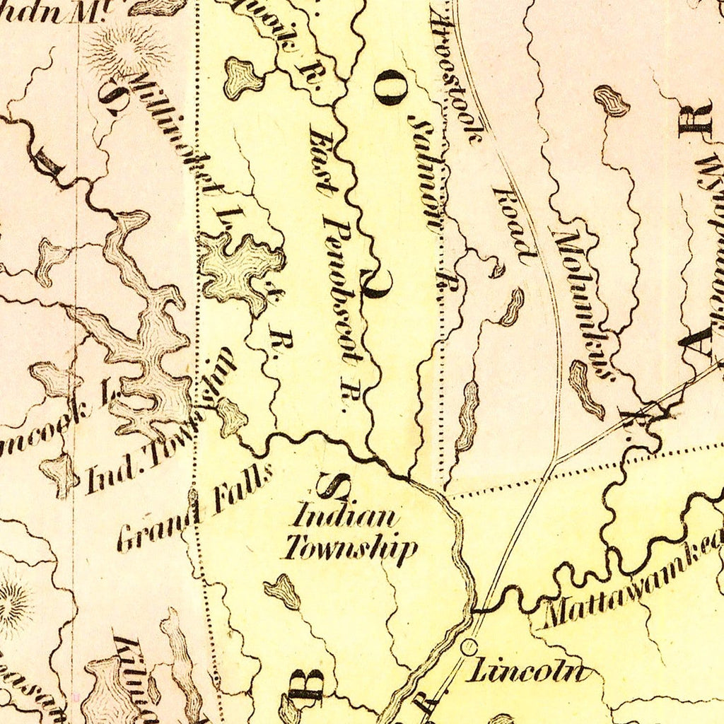 Vintage Map of Maine 1838