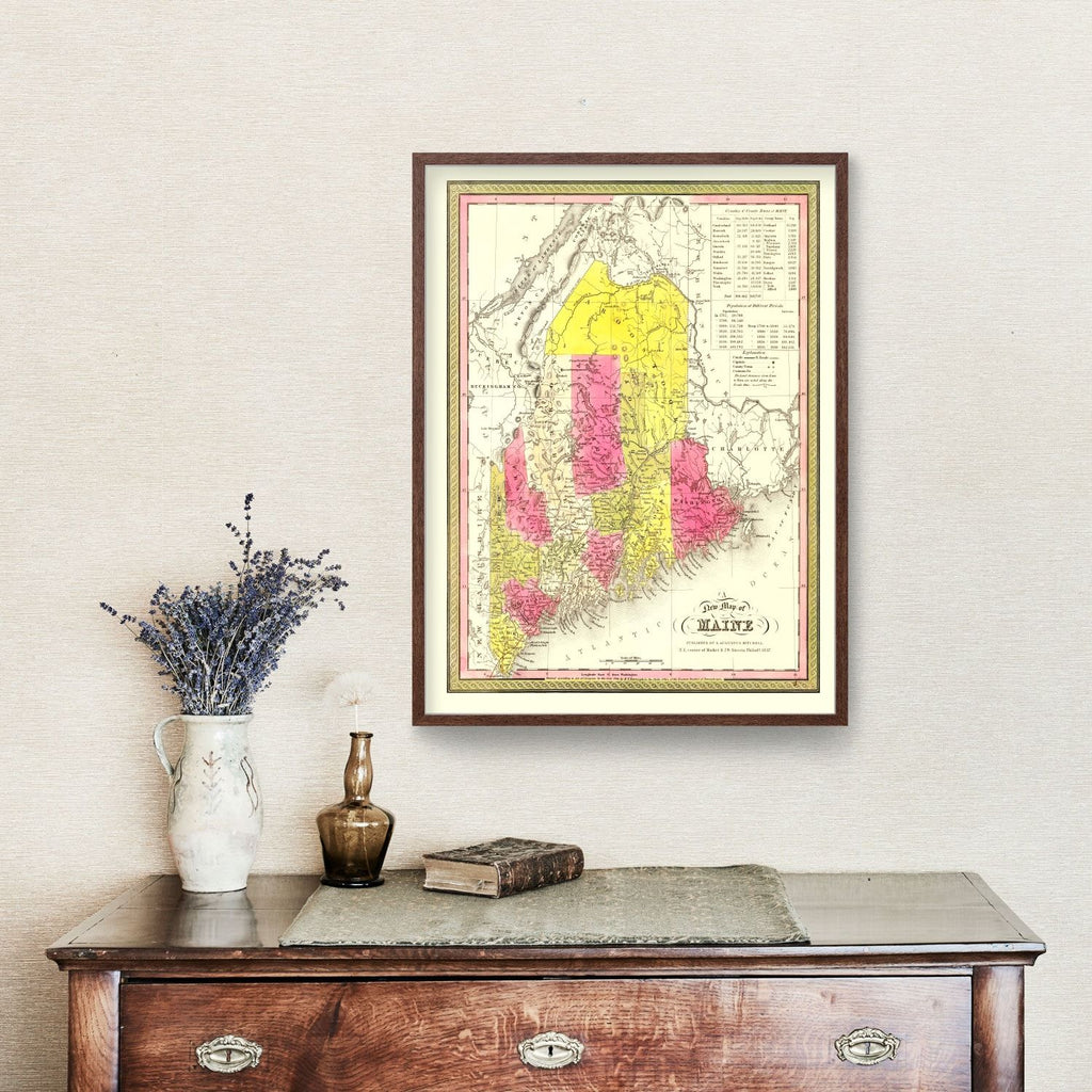 Vintage Map of Maine 1847
