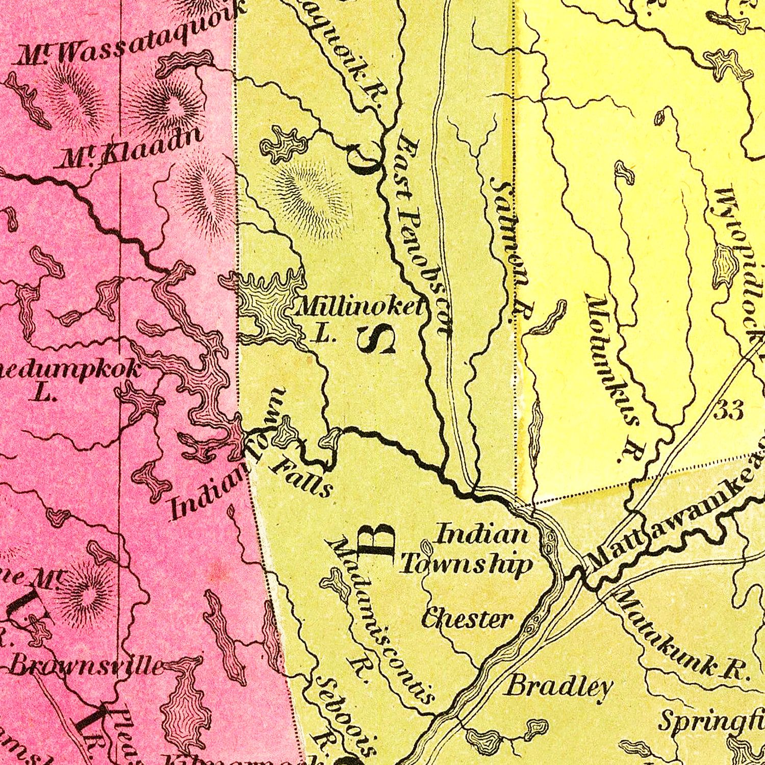 Vintage Map of Maine 1847