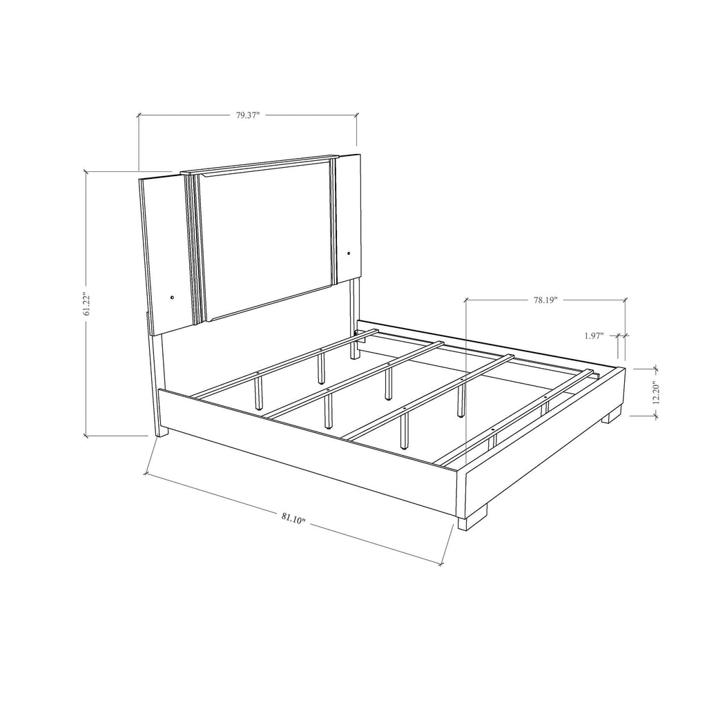 Modern MOON White Marble King 5PC Bedroom Set with LED Lighting and Solid Wood