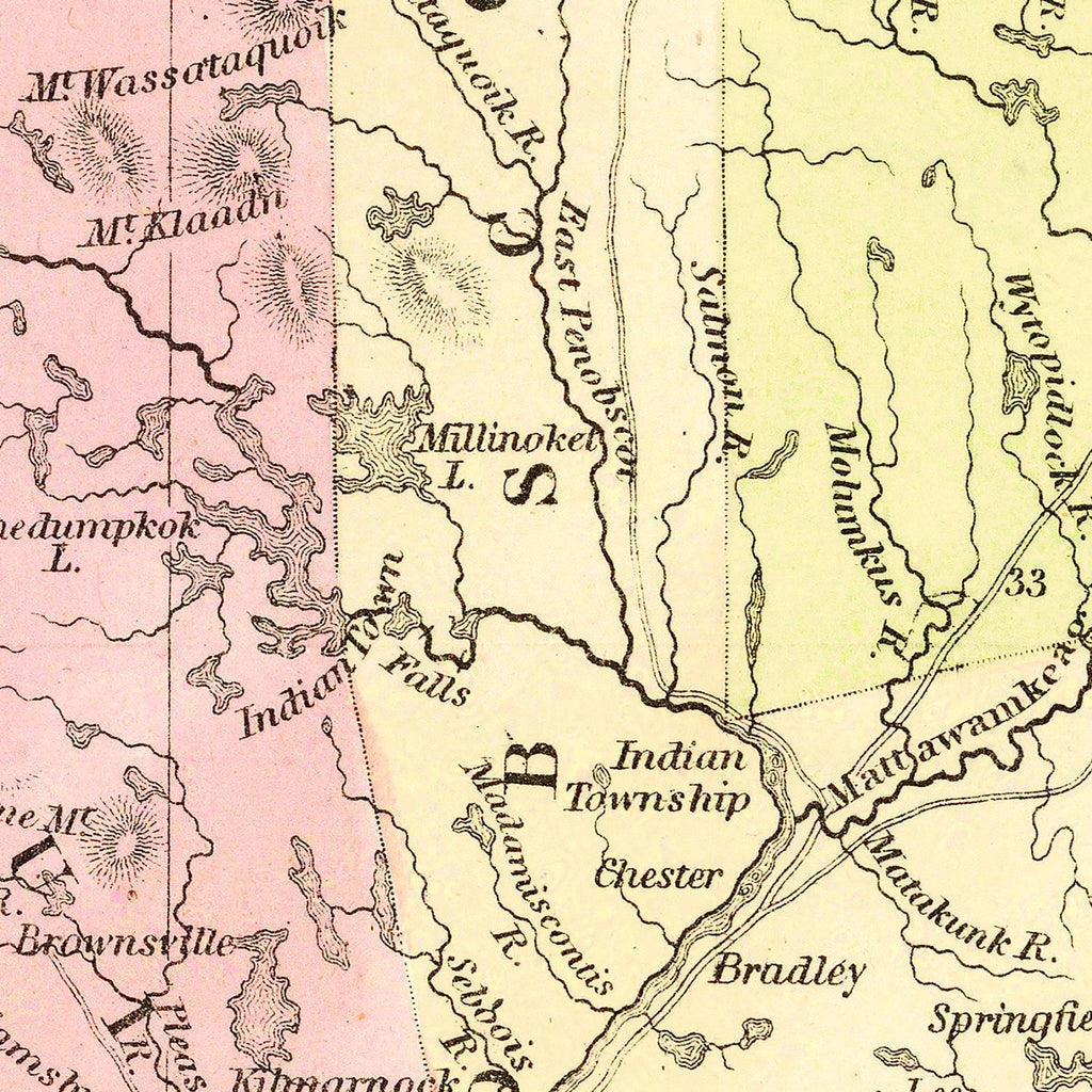 Vintage Map of Maine 1855
