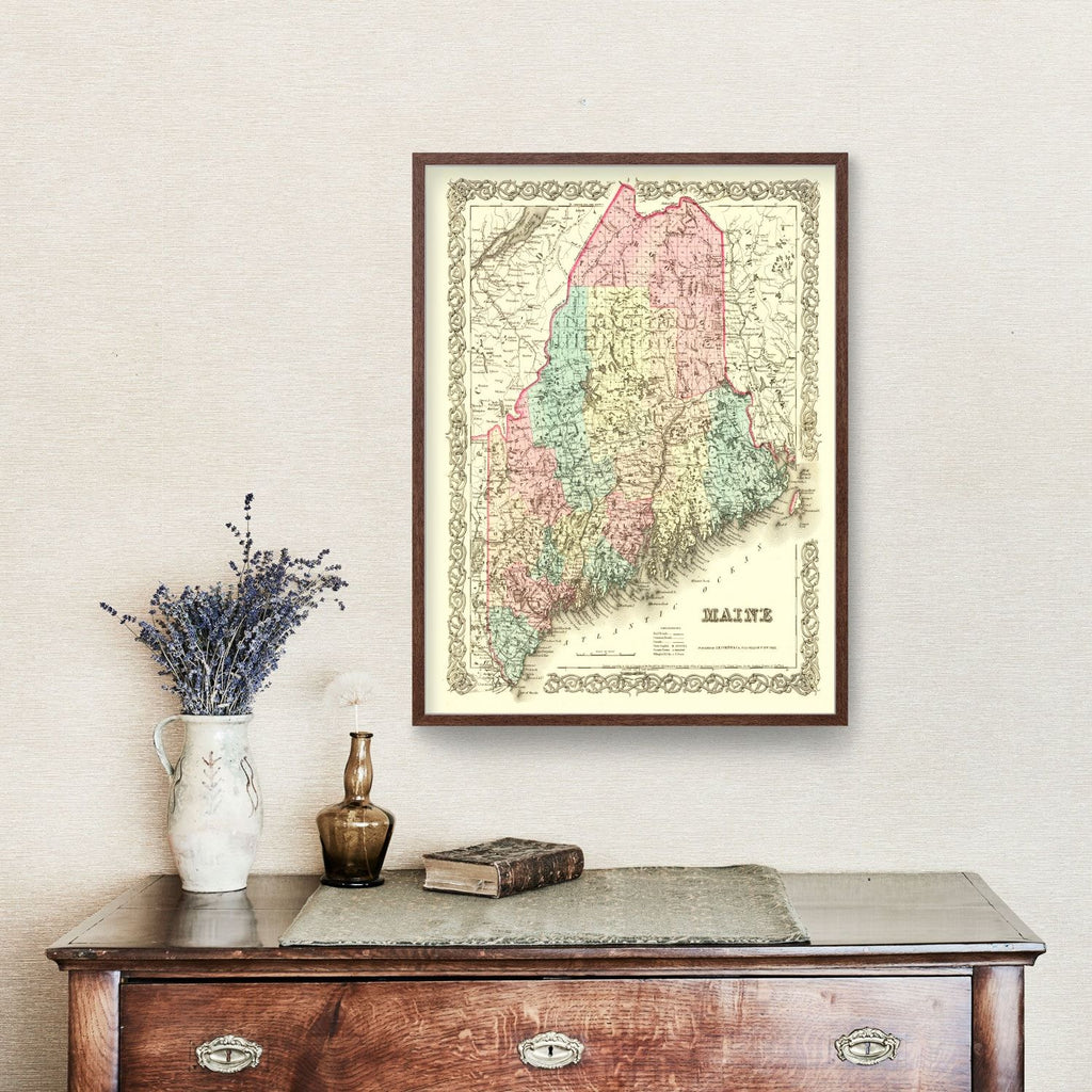 Vintage Map of Maine 1855
