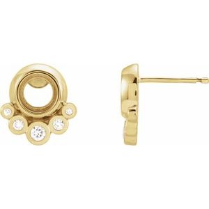 14K Yellow Gold 1/8 CTW Natural Diamond Semi-Set Earrings