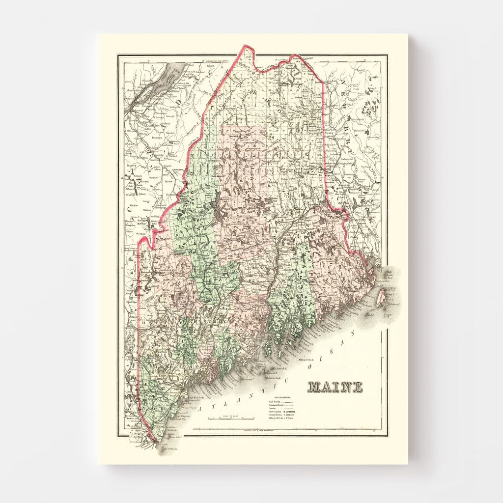 Vintage Map of Maine 1875