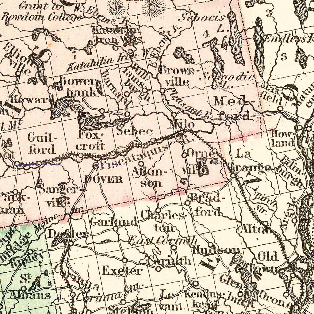 Vintage Map of Maine 1875