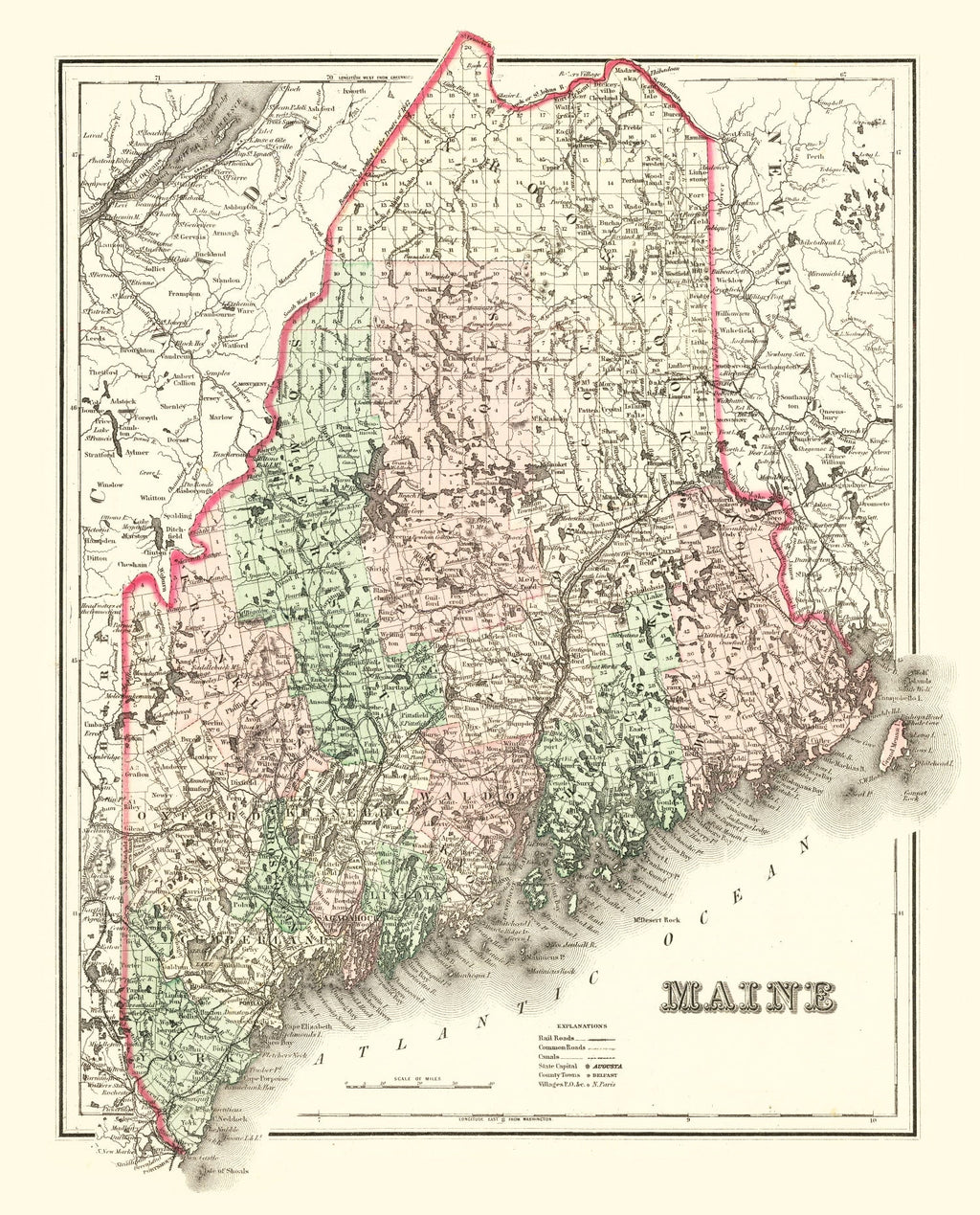 Vintage Map of Maine 1875