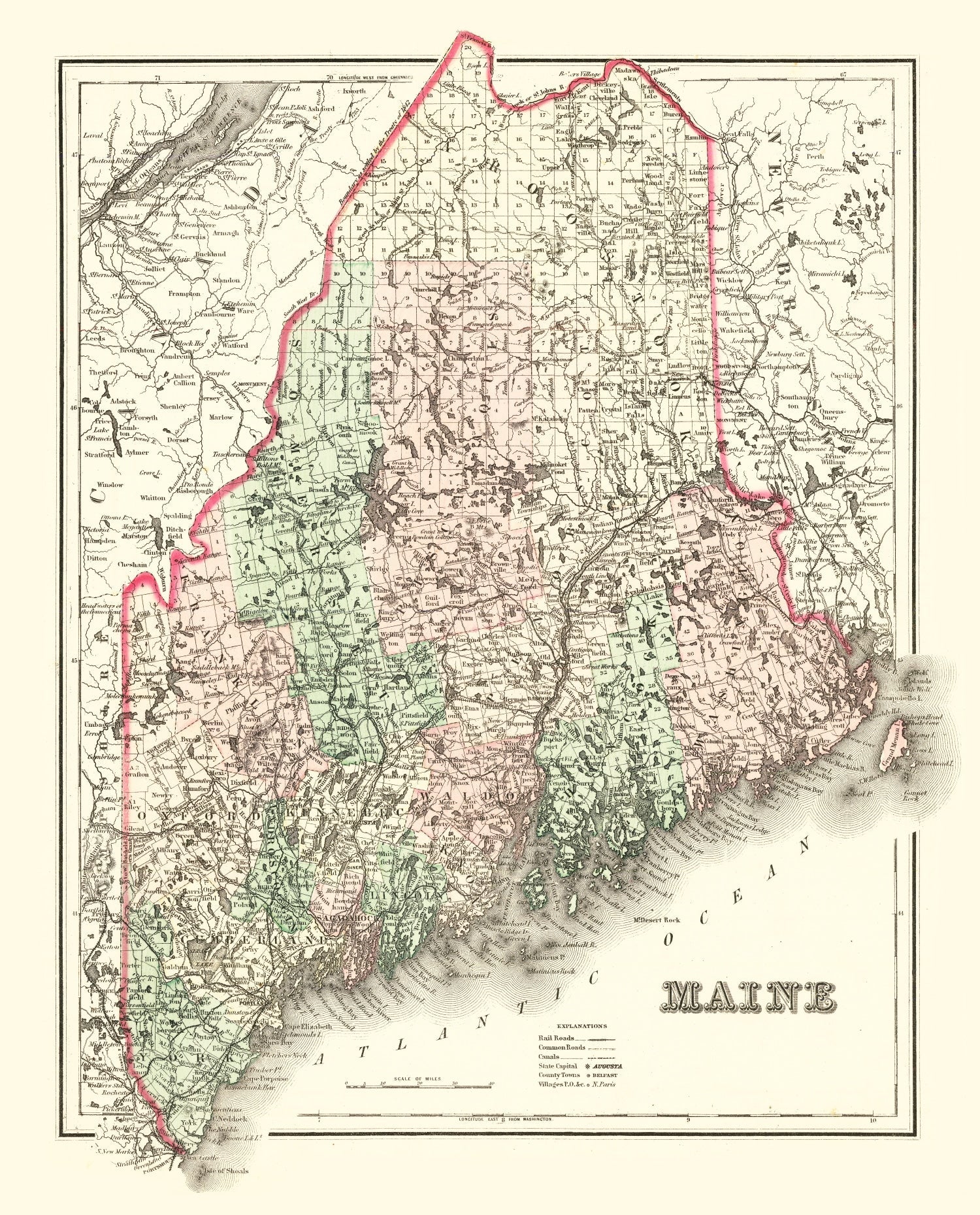 Vintage Map of Maine 1875
