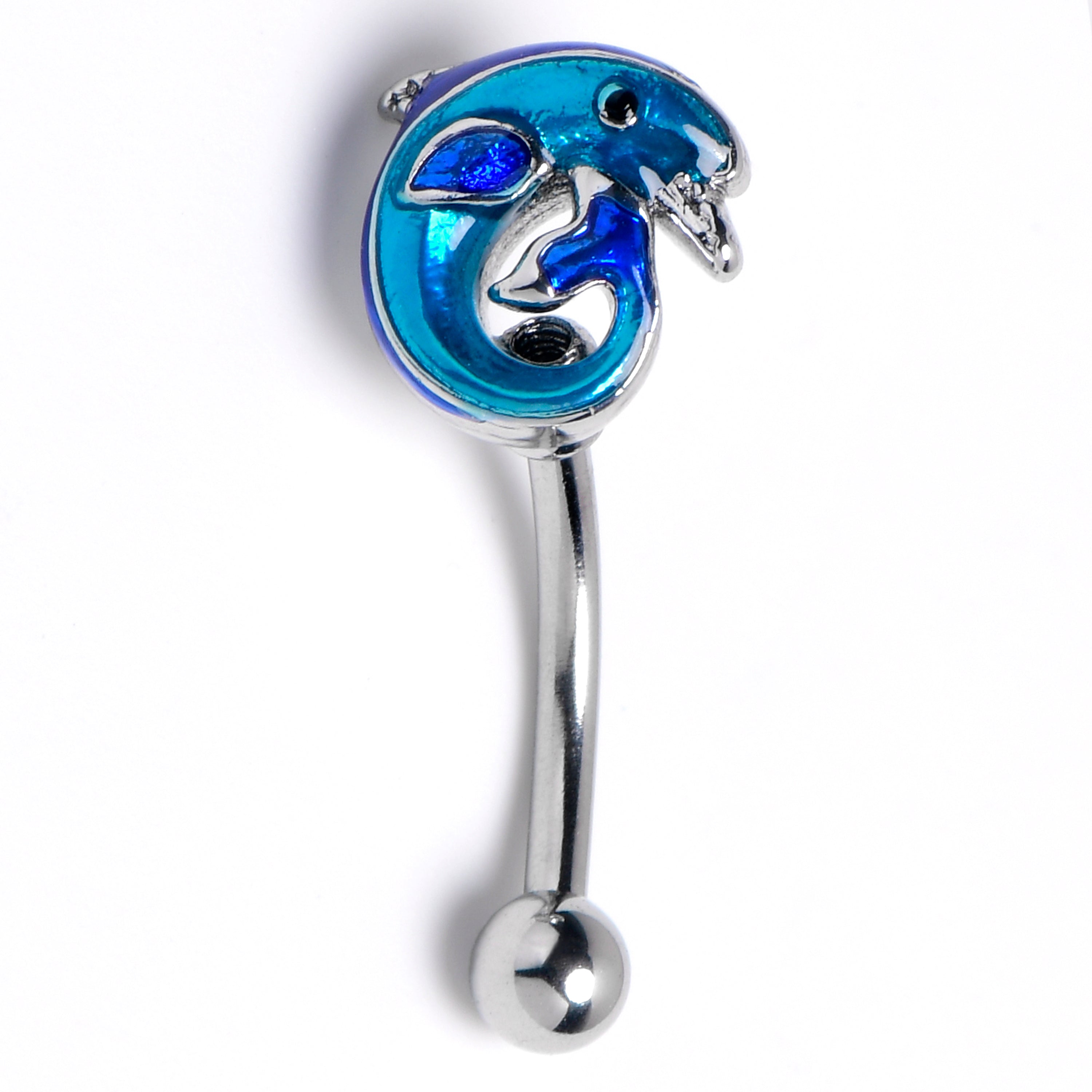 16G 5/16 Dolphin Blue Beauty Curved Eyebrow Ring