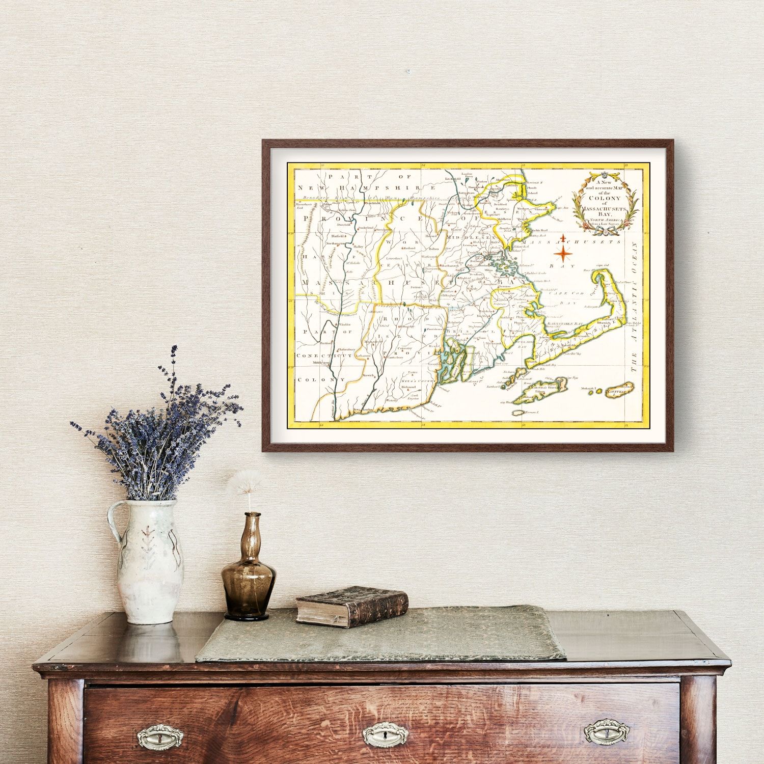 Vintage Map of Massachusetts 1780
