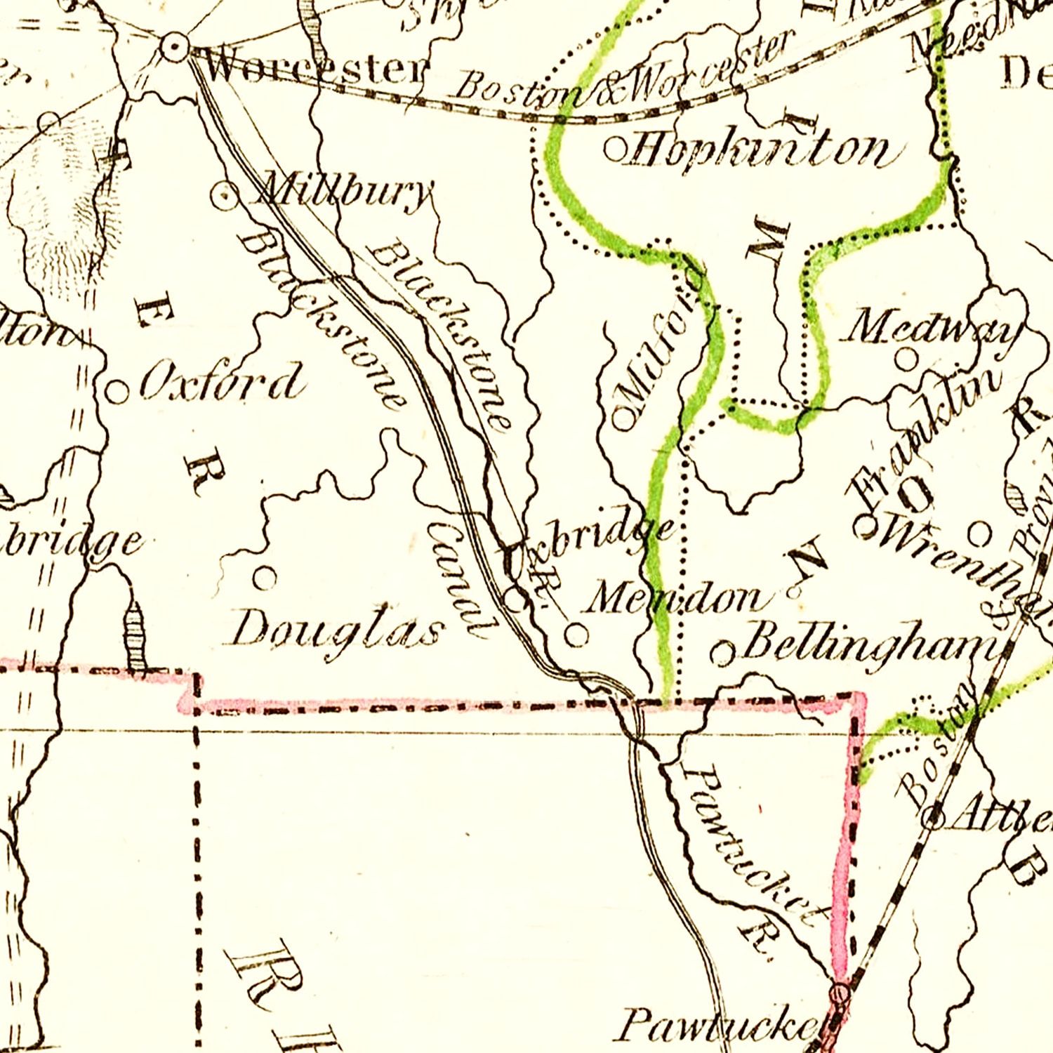 Vintage Map of Massachusetts 1835