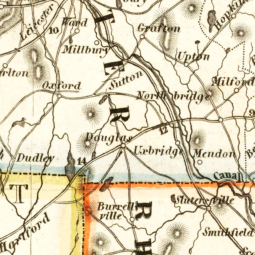 Vintage Map of Massachusetts 1846