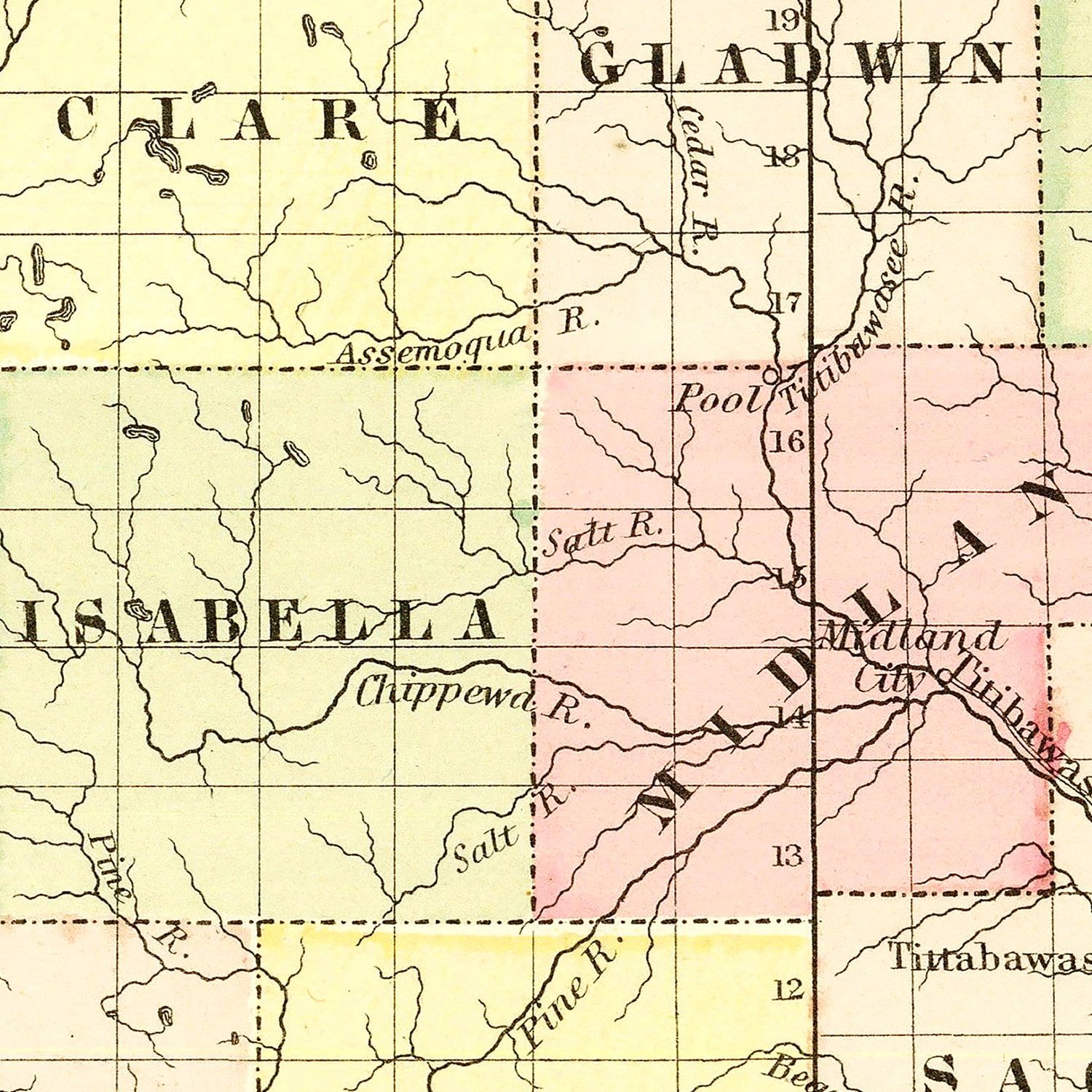 Vintage Map of Michigan 1855