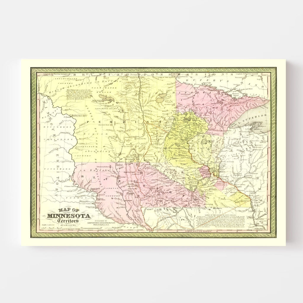 Vintage Map of Minnesota 1855
