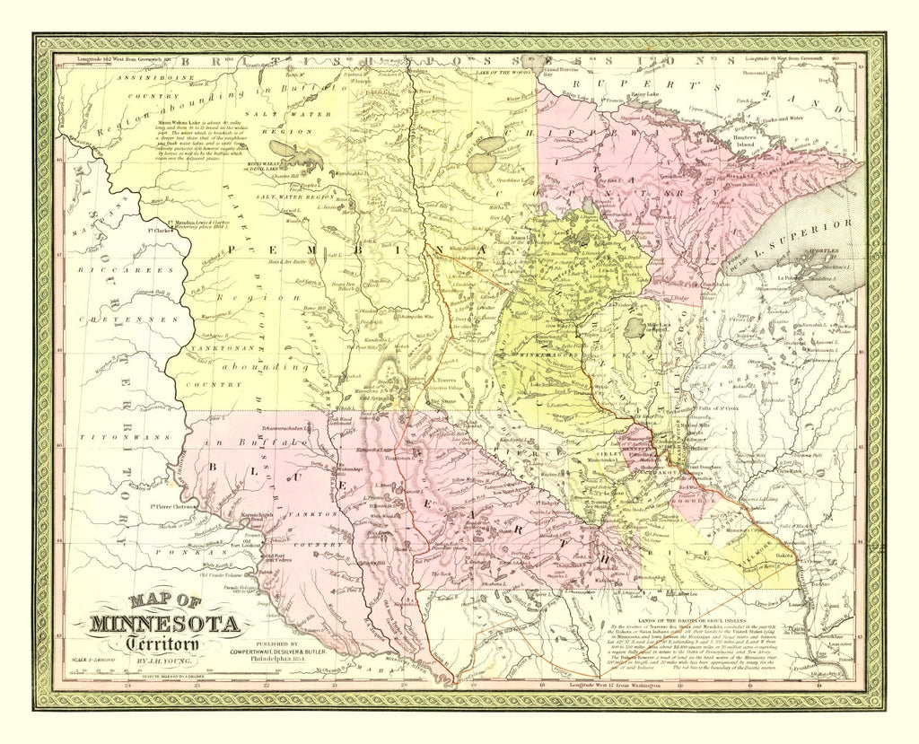 Vintage Map of Minnesota 1855