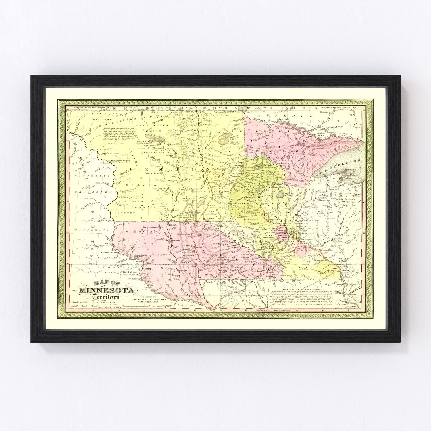 Vintage Map of Minnesota 1855
