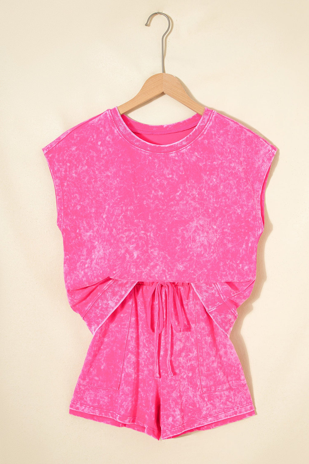 Mineral Wash Top & Drawstring Shorts Set