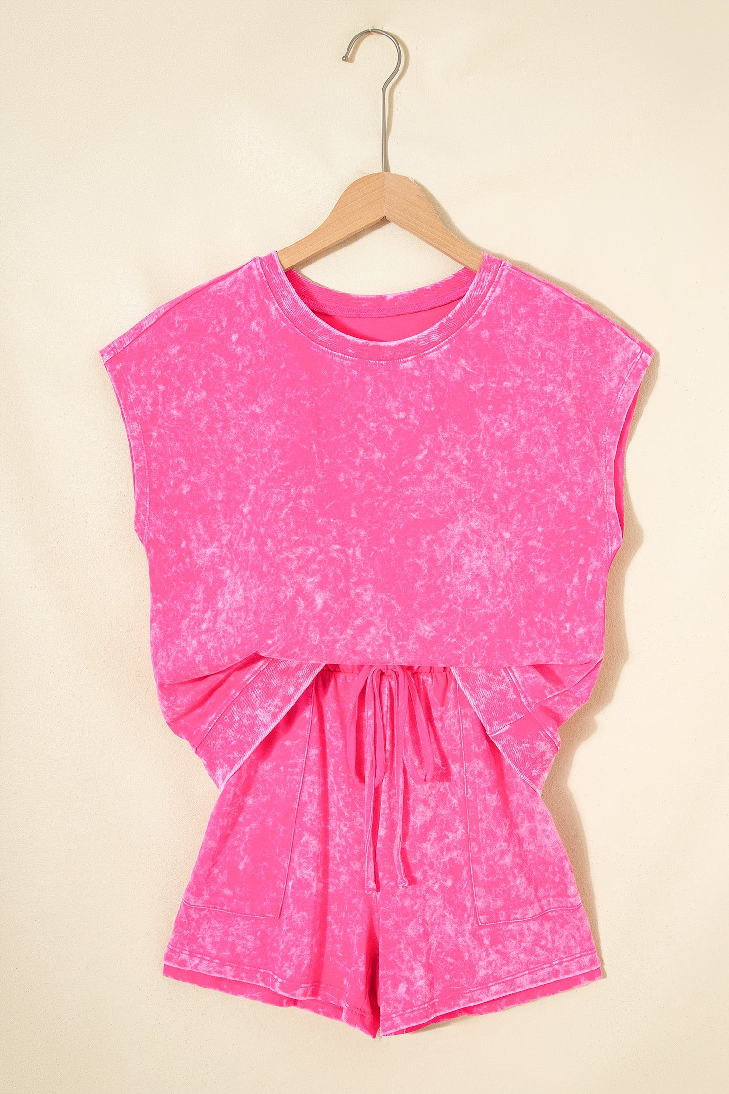 Mineral Wash Top & Drawstring Shorts Set