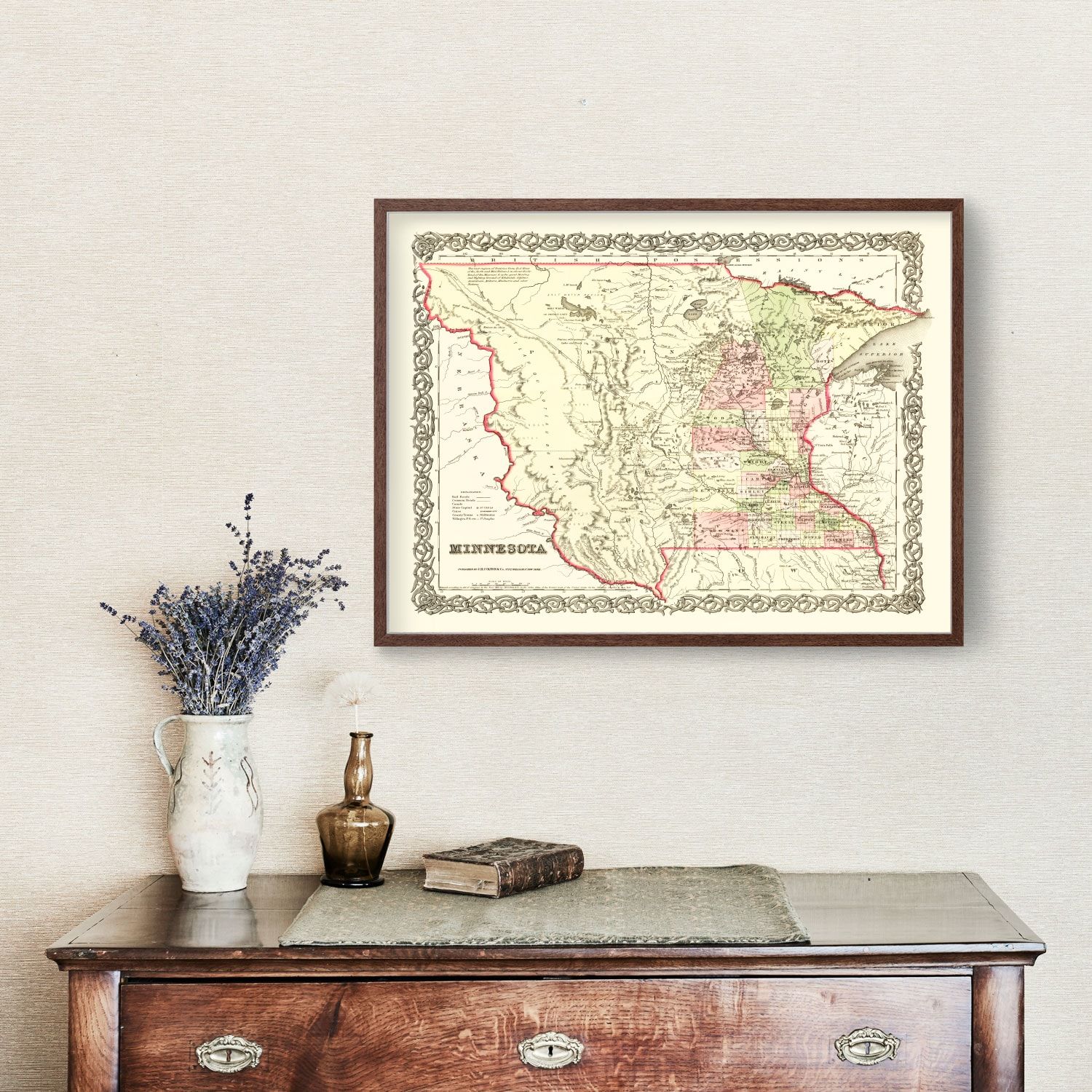 Vintage Map of Minnesota 1855