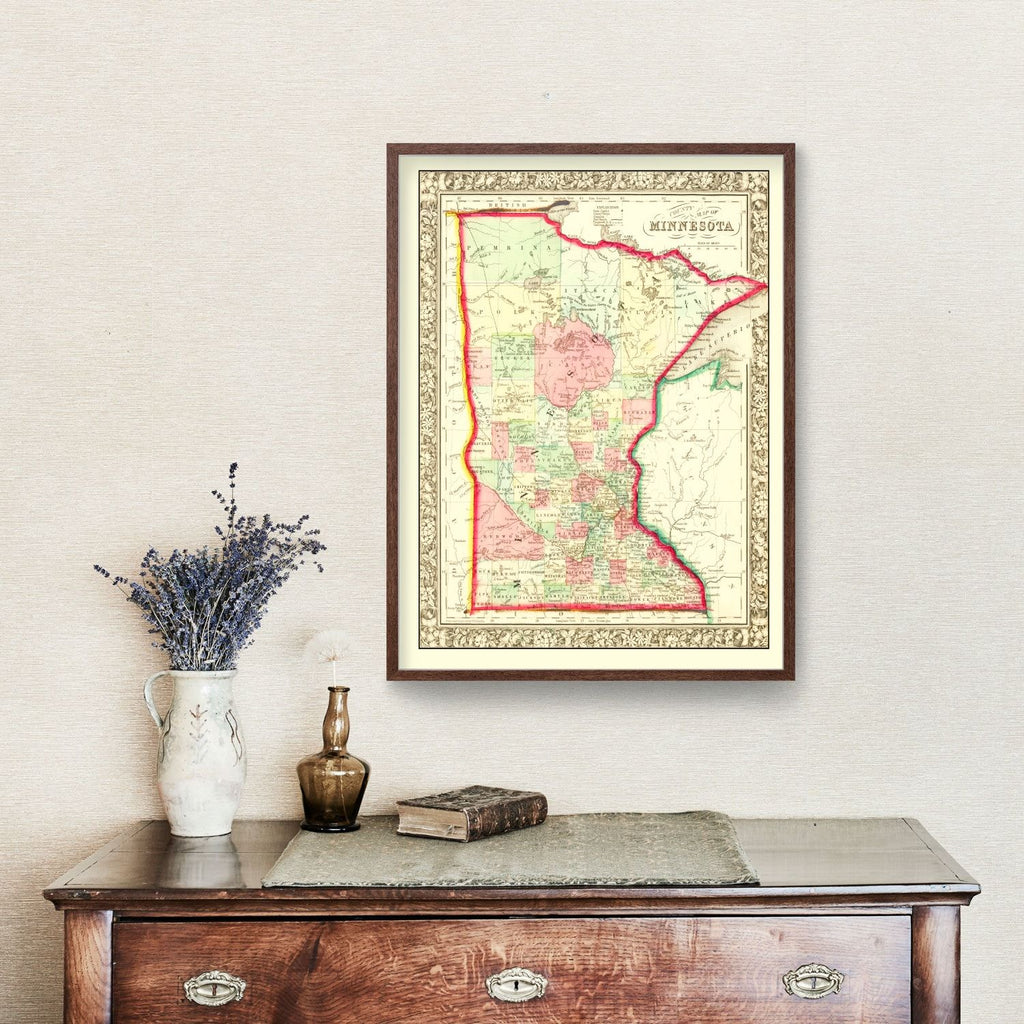 Vintage Map of Minnesota 1862