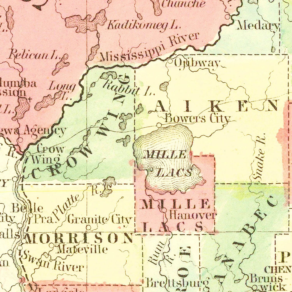 Vintage Map of Minnesota 1862