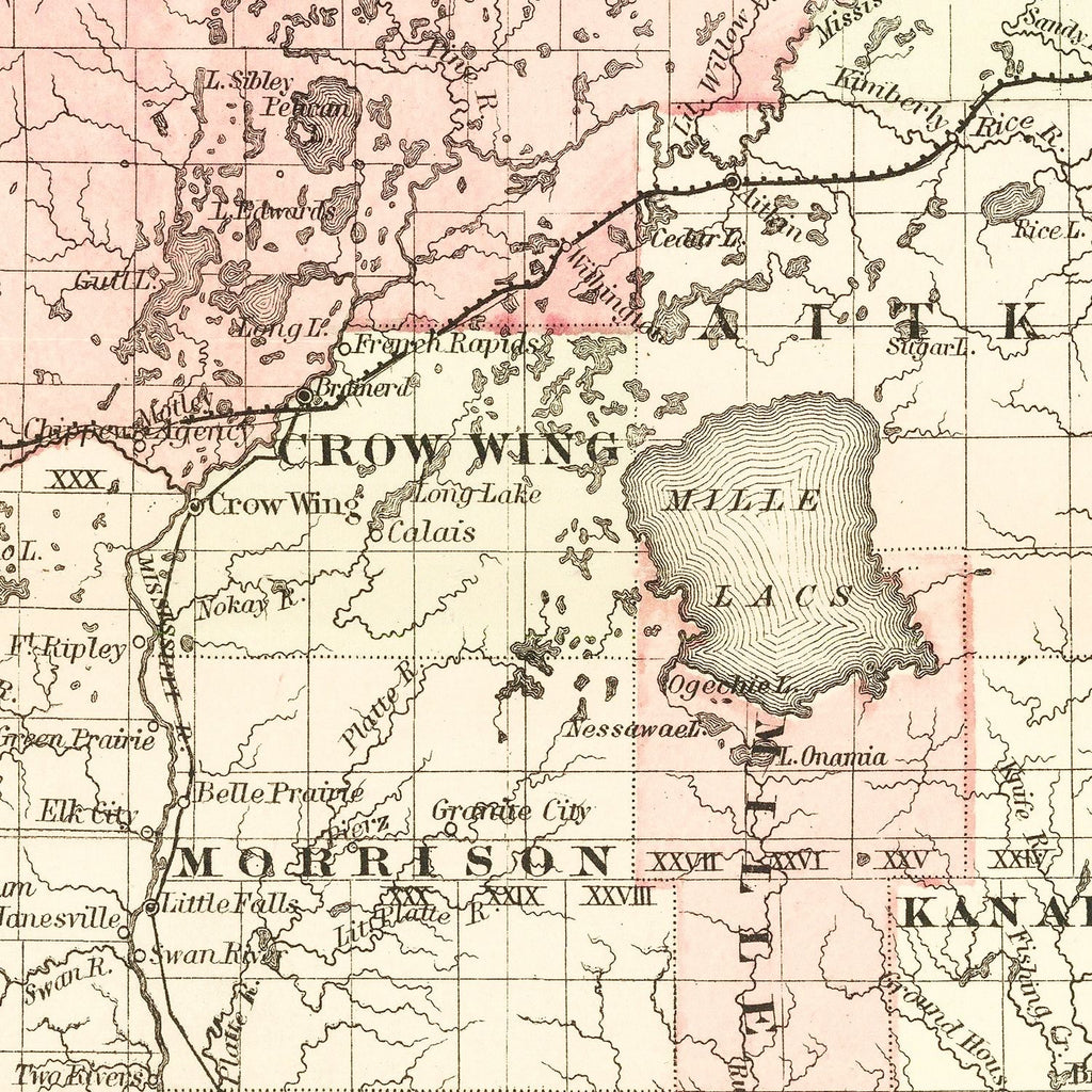Vintage Map of Minnesota 1873