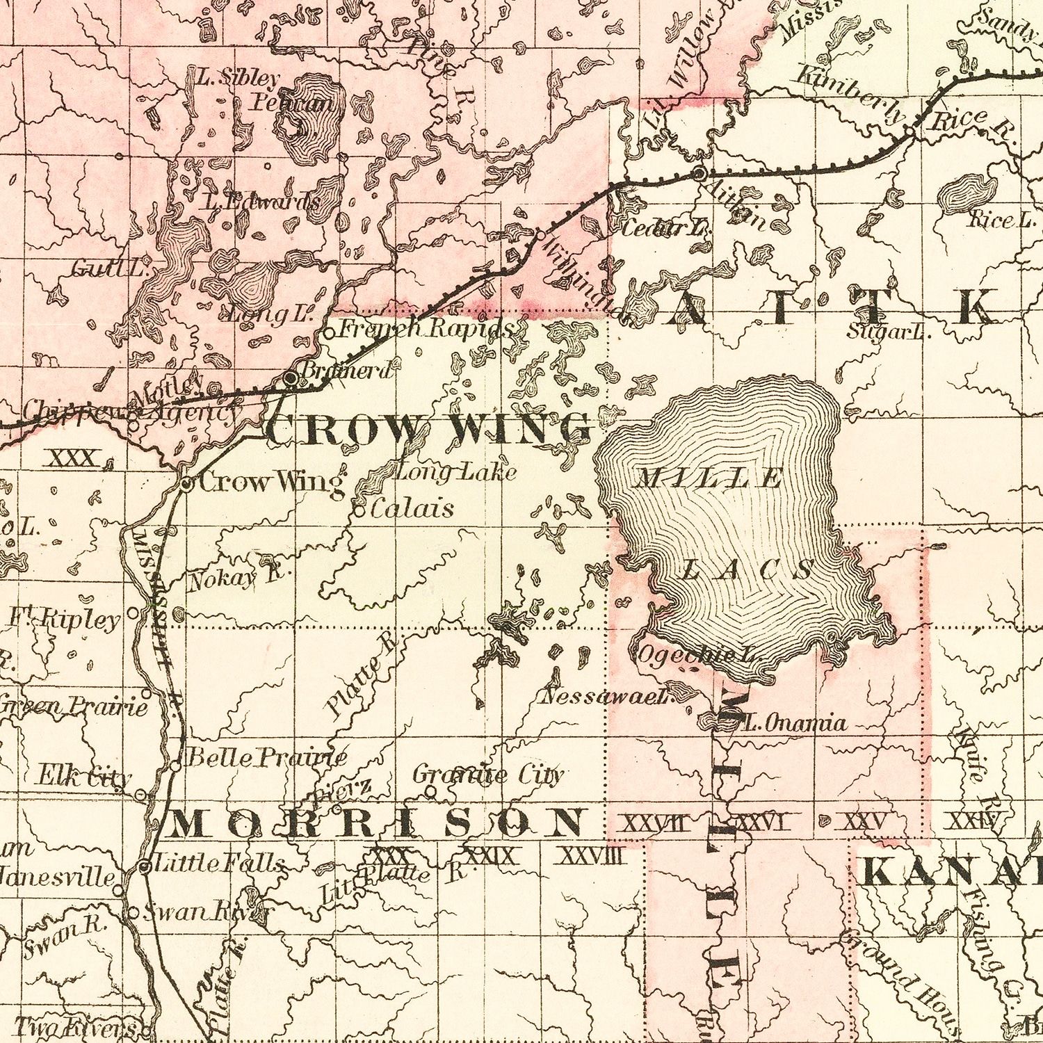 Vintage Map of Minnesota 1873